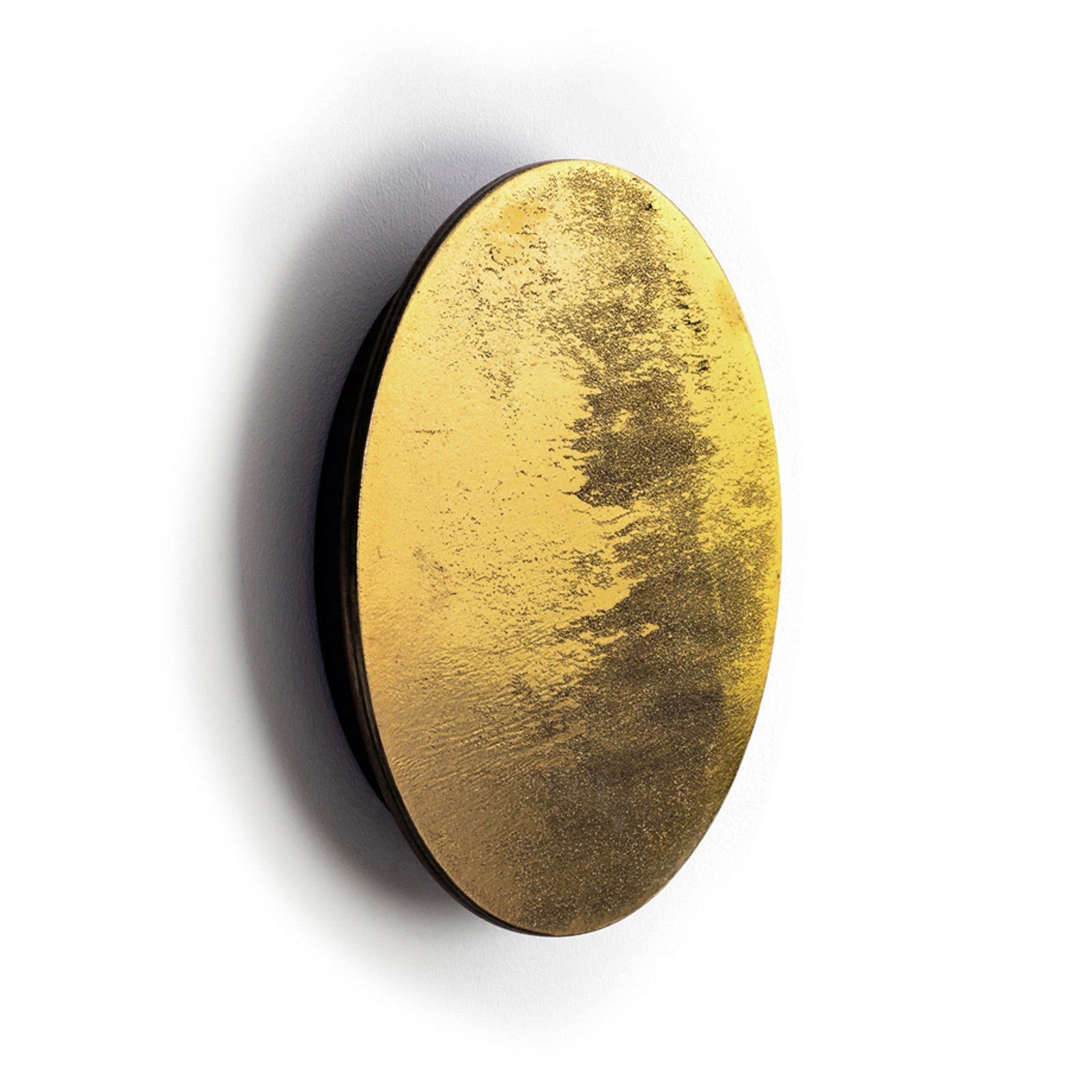 LED wall light Ring M, Ø 25 cm, plywood, gold-coloured