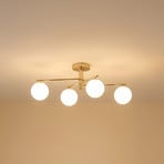 Plafoniera Bumerang, oro, a 4 luci