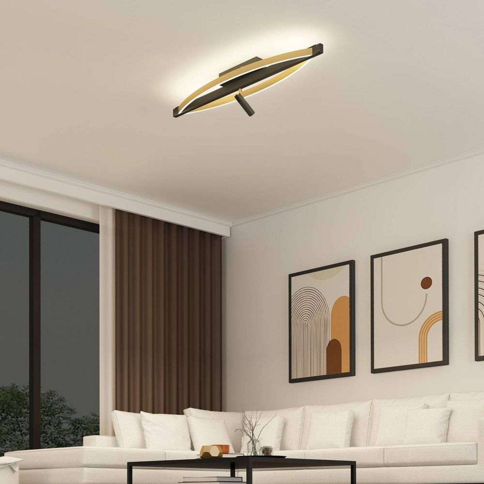 Matwei LED Oval Plafonieră Brass - Lucande