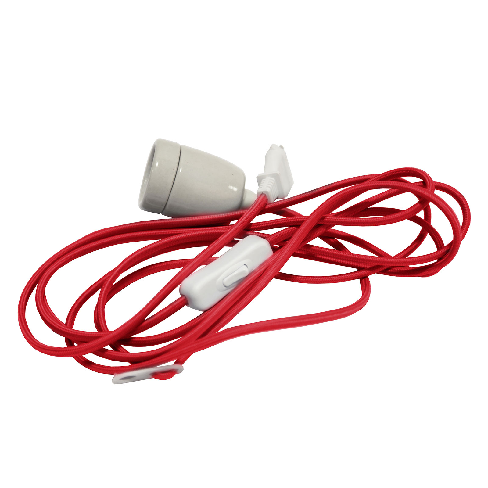 Best Season Glaze E27 socket with cable, red and white, plastic, E27, L: 500 cm