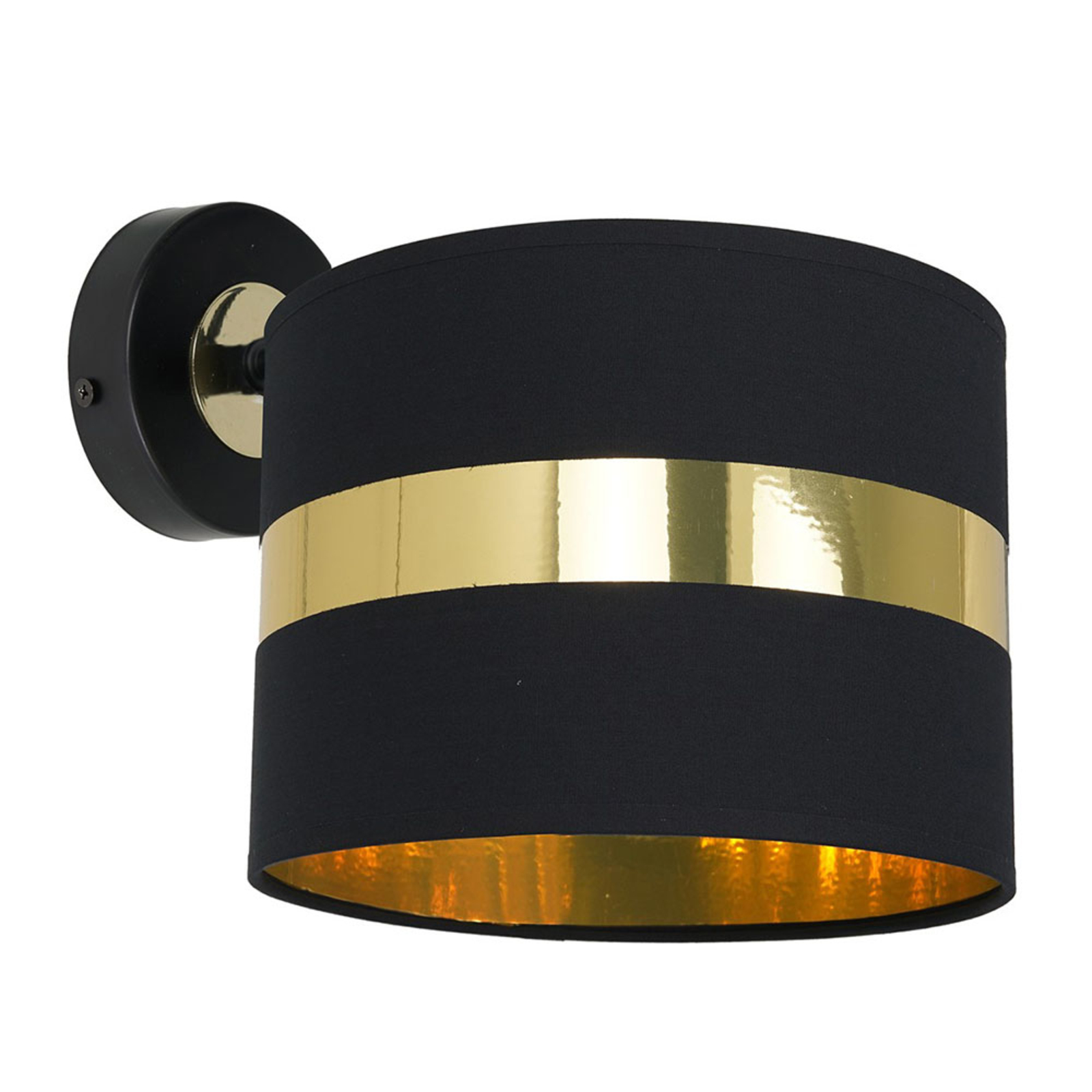 Vegglampe Palmira tekstilskjerm, svart/gull