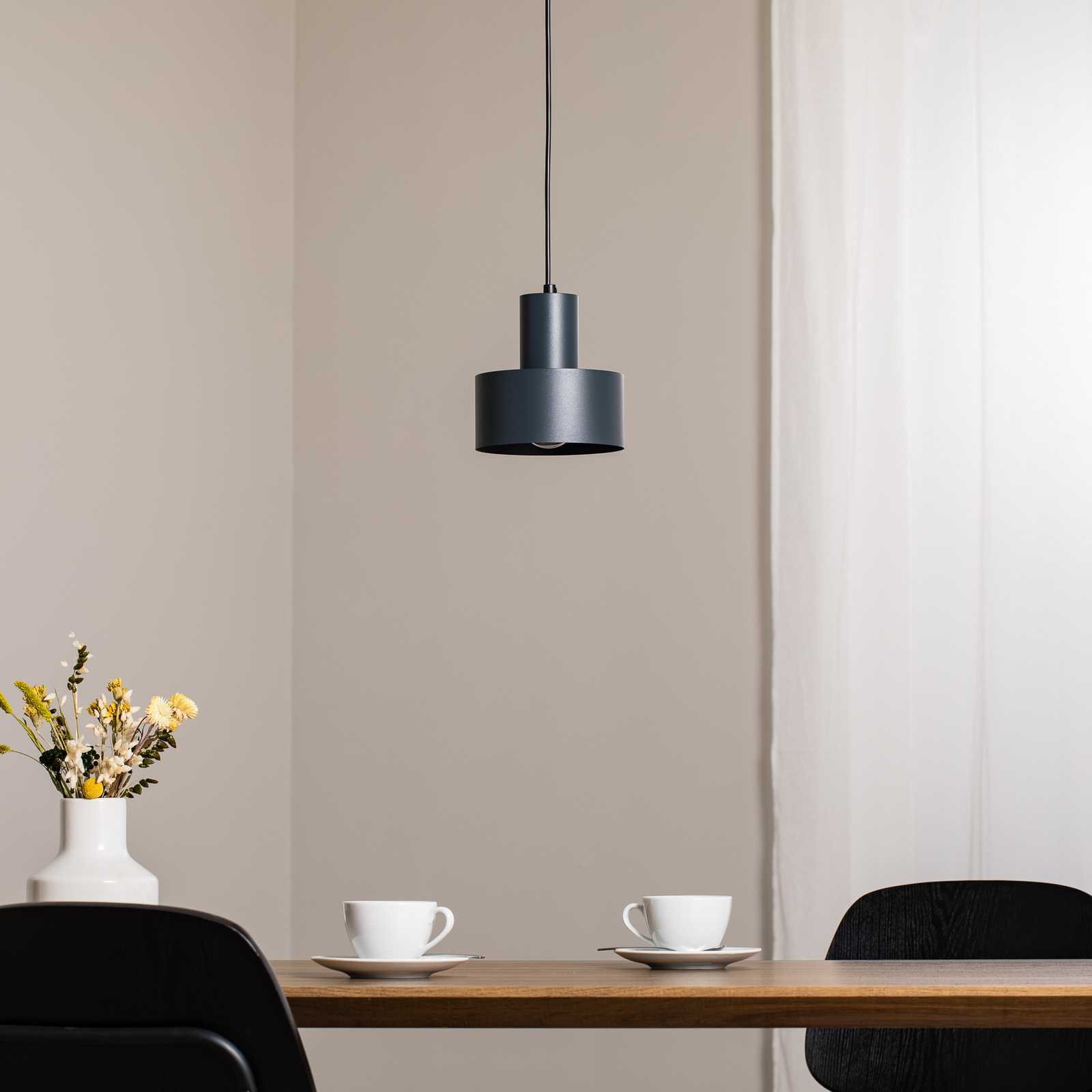 Rif S pendant light, anthracite, 1-bulb, Ø 15 cm, steel