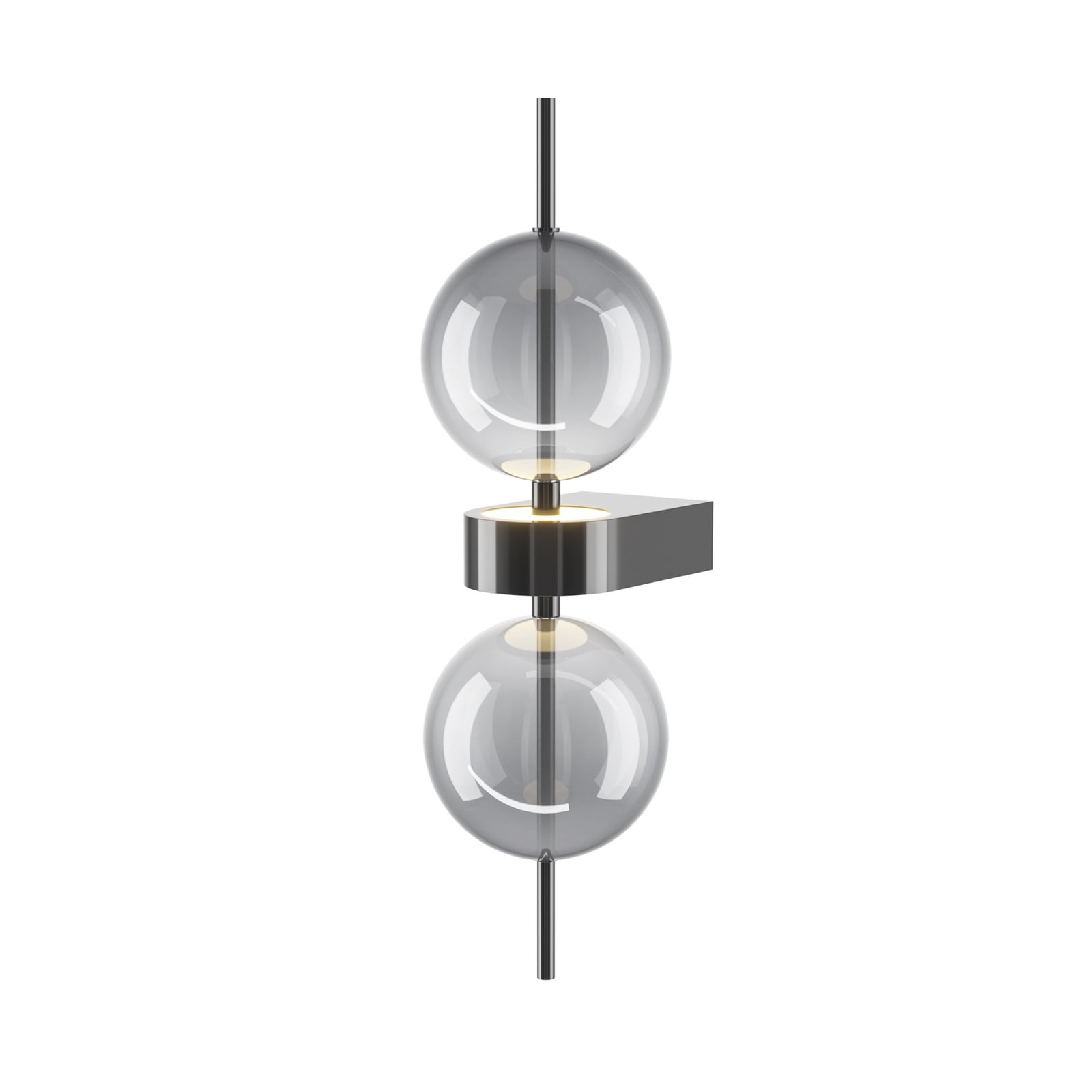 LED sieninis šviestuvas „DOUBLE MOON“, dūminės pilkos spalvos, aukštis 43 cm,