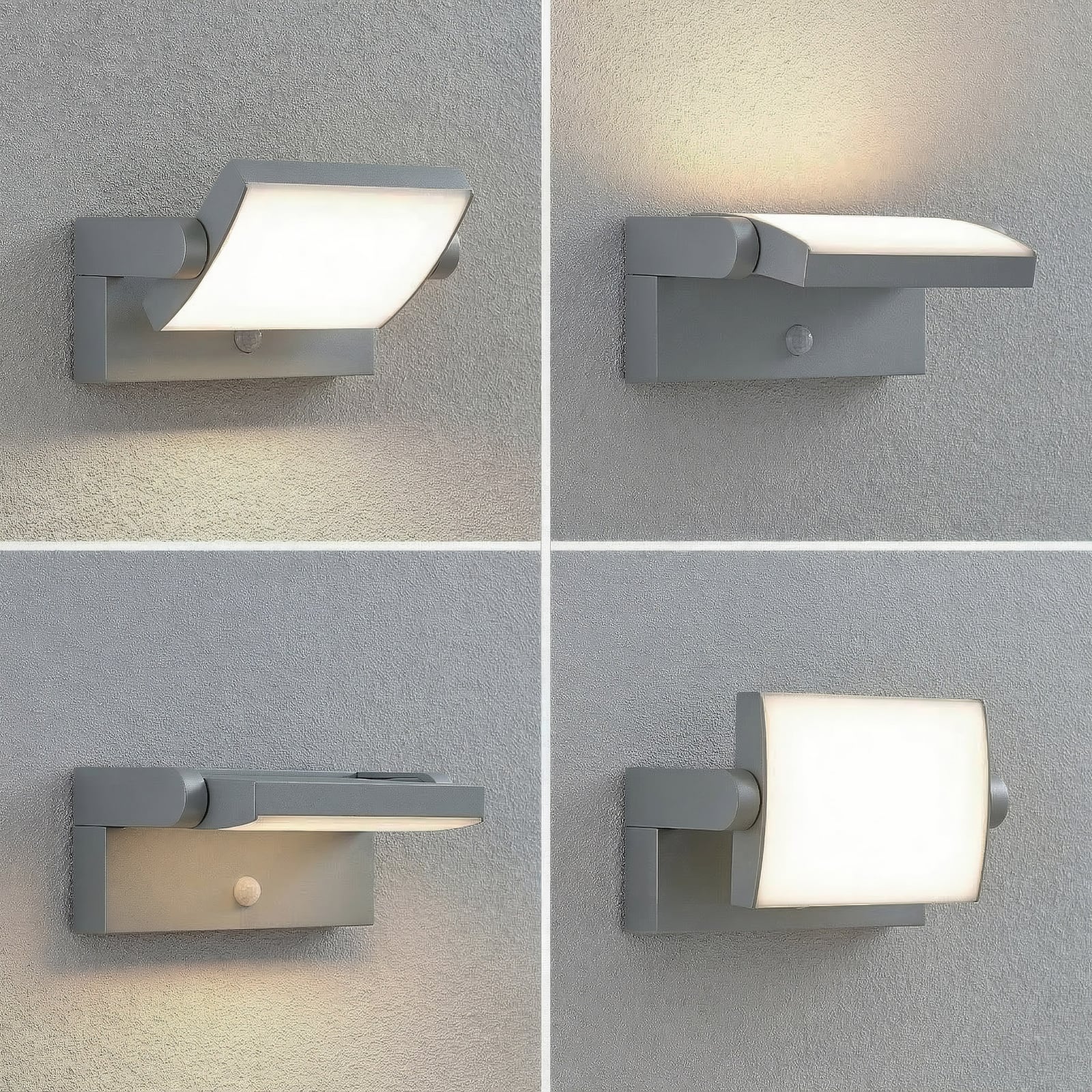 Lindby Applique da esterno LED Sherin, grigia, orientabile, sensore Lindby Applique da esterno LED Sherin, grigia, orientabile, sensore