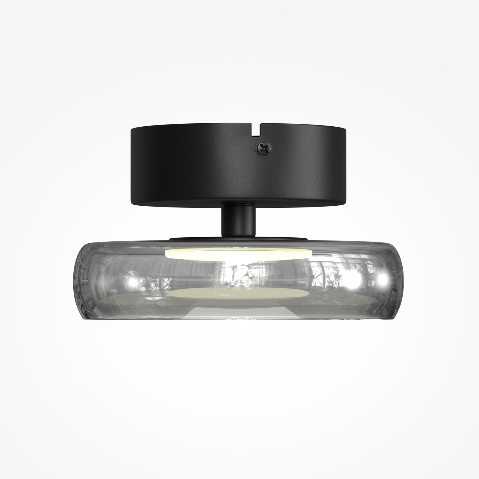 FLOAT LED mennyezeti világítás, szürke/fekete, Ø 20 cm, üveg/fém