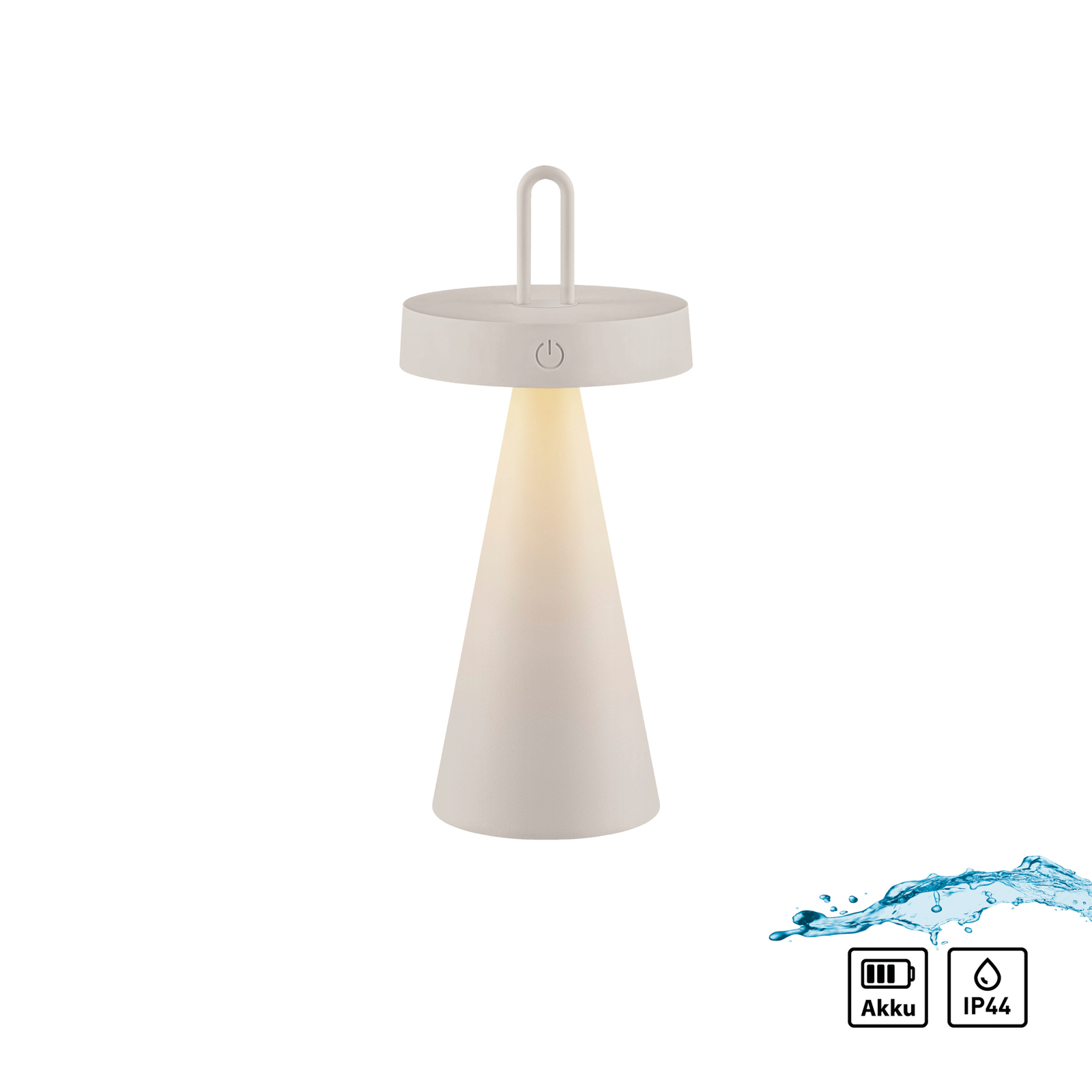 JUST LIGHT. LED įkraunama stalinė lempa Alwa pilkai smėlio spalvos geležis