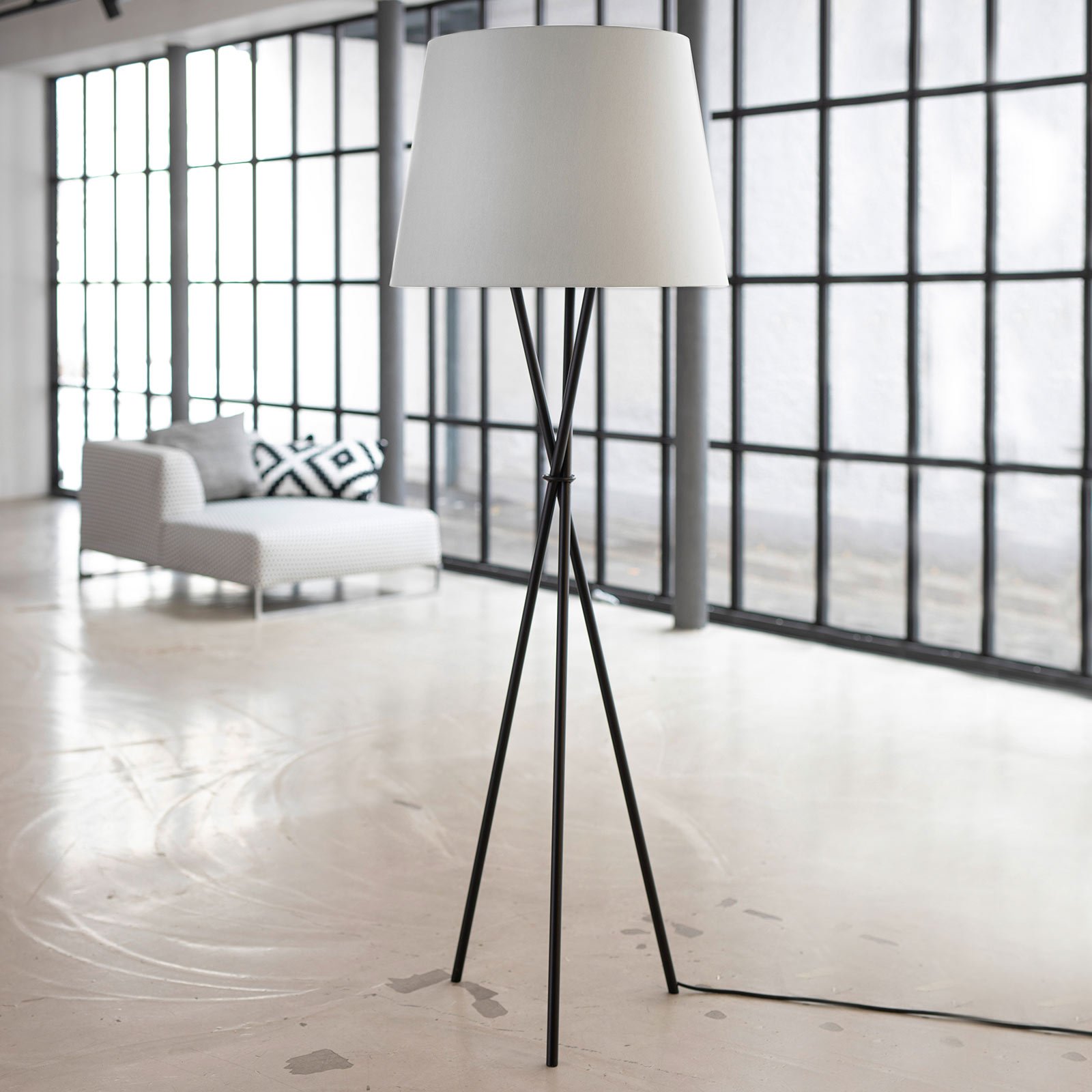 OZONOS Ozonos Hailey LED floor lamp cream with AC-1, for Living / Dining Room, fabric, acrylic, metal, 54 W, energy efficiency: A+, H: 174 cm