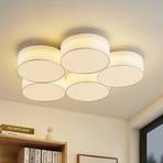 Lindby Janita LED stoffen plafondlamp, 5-lamps wit