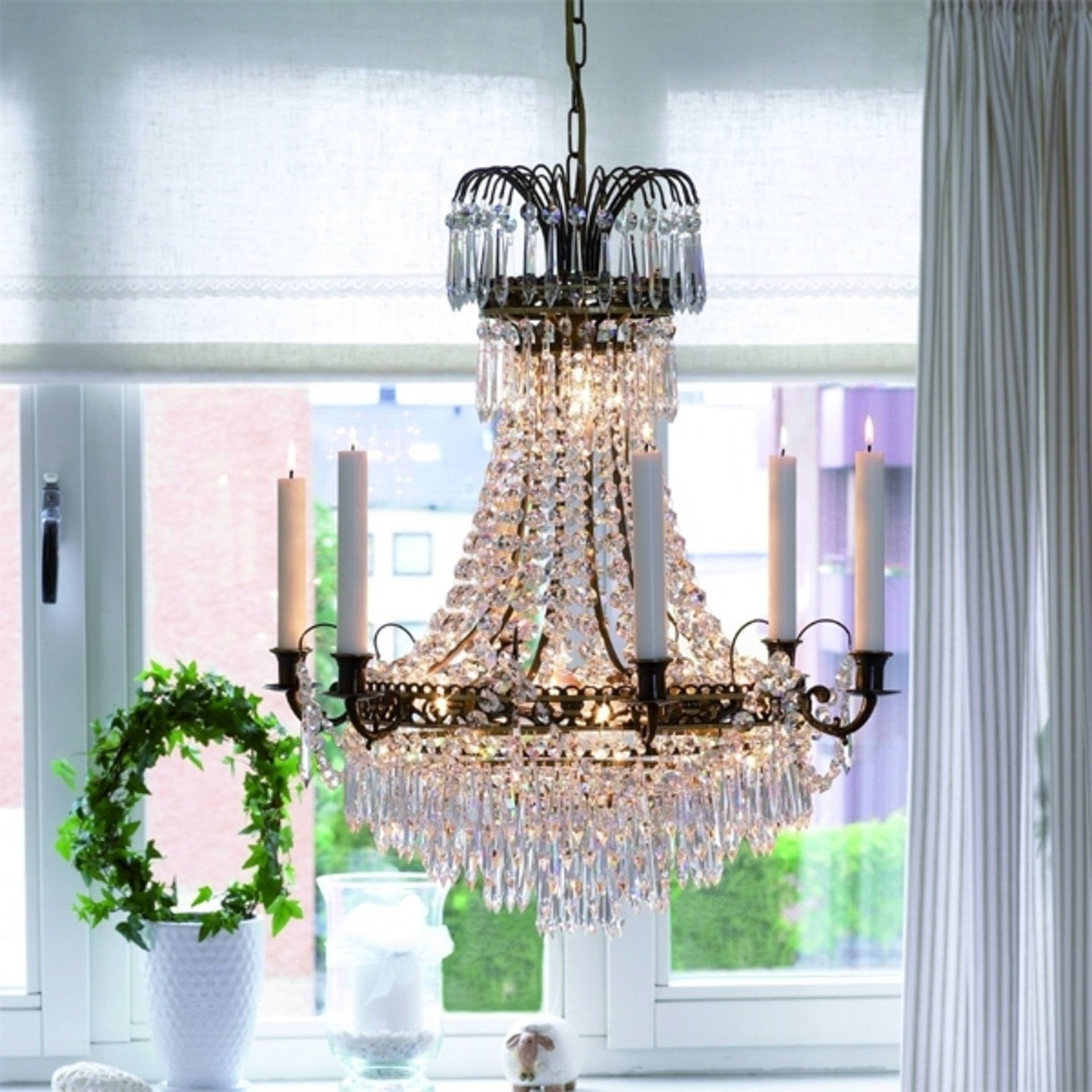 Markslöjd Candelabru magnific lumânări Läckö 54 cm - Camera de zi / sufragerie - antic transparent - Cristal