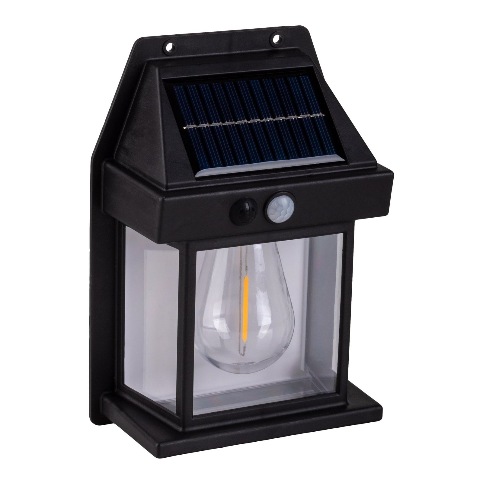 LED solar outdoor wall lamp Mira, sensor, black, set of 2 IP44