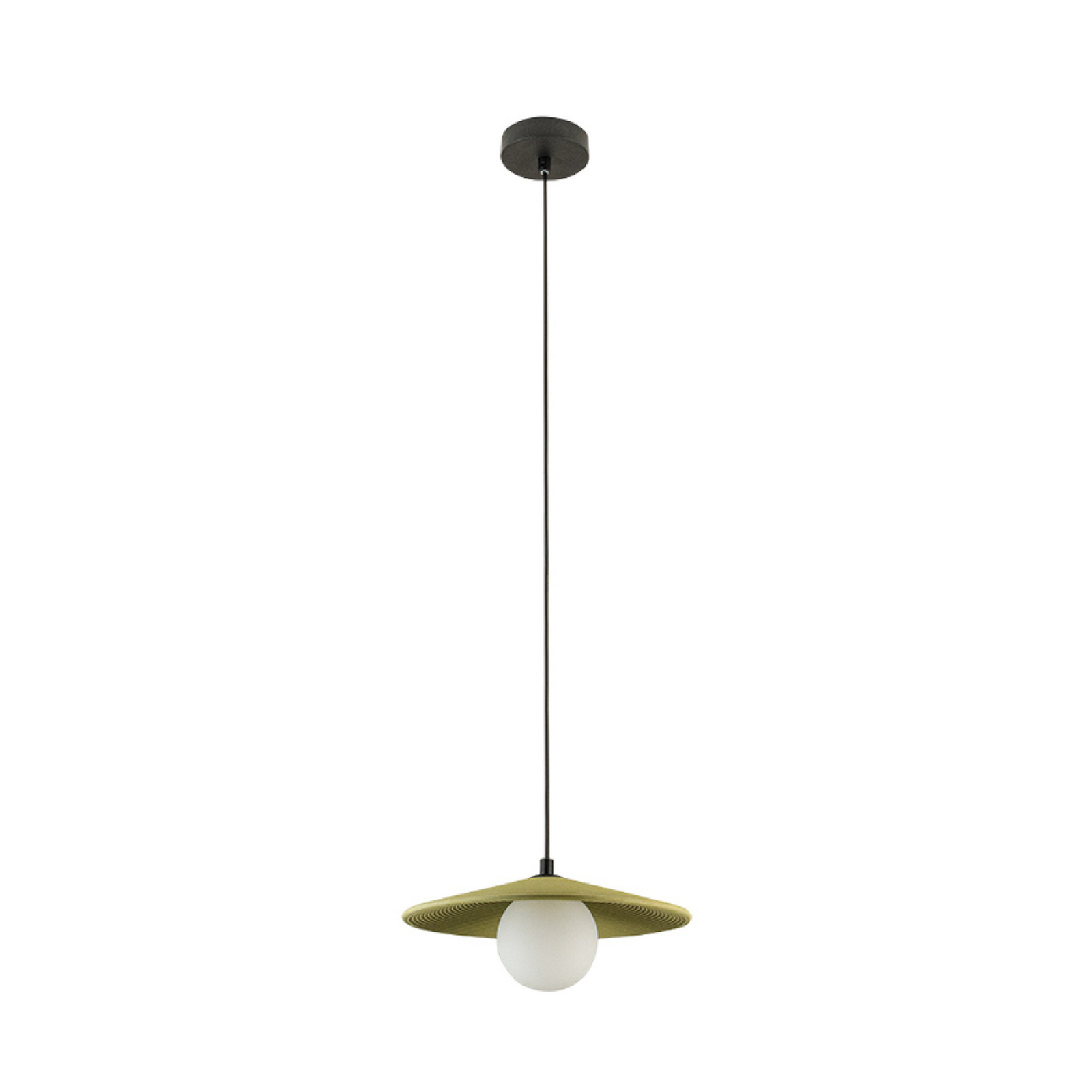 Hängeleuchte 2597, olivgrün, Ø 29 cm, Ton/Glas, G9