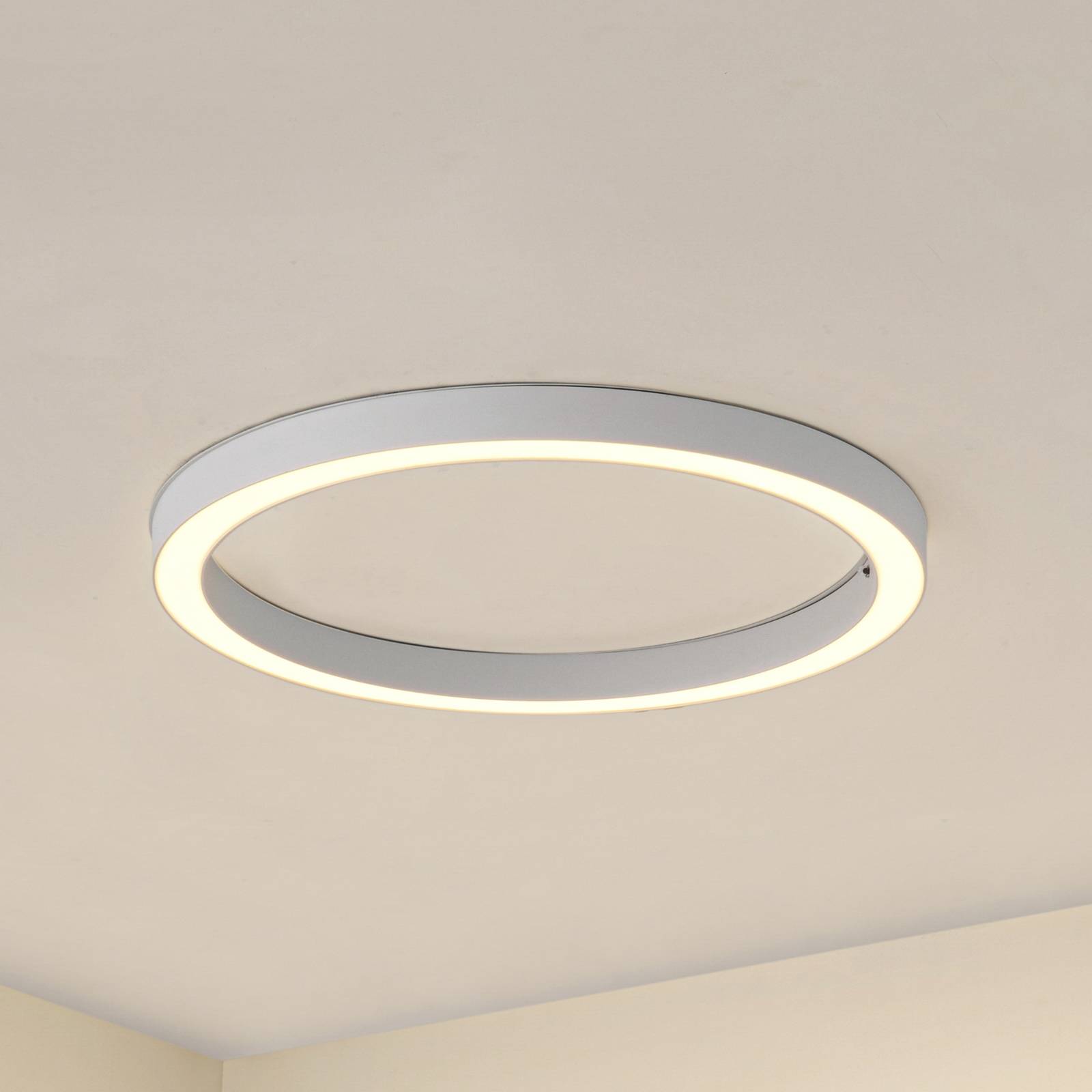 Lucande Lampa sufitowa LED Neor, biała, Ø 60 cm, CCT, ściemniana