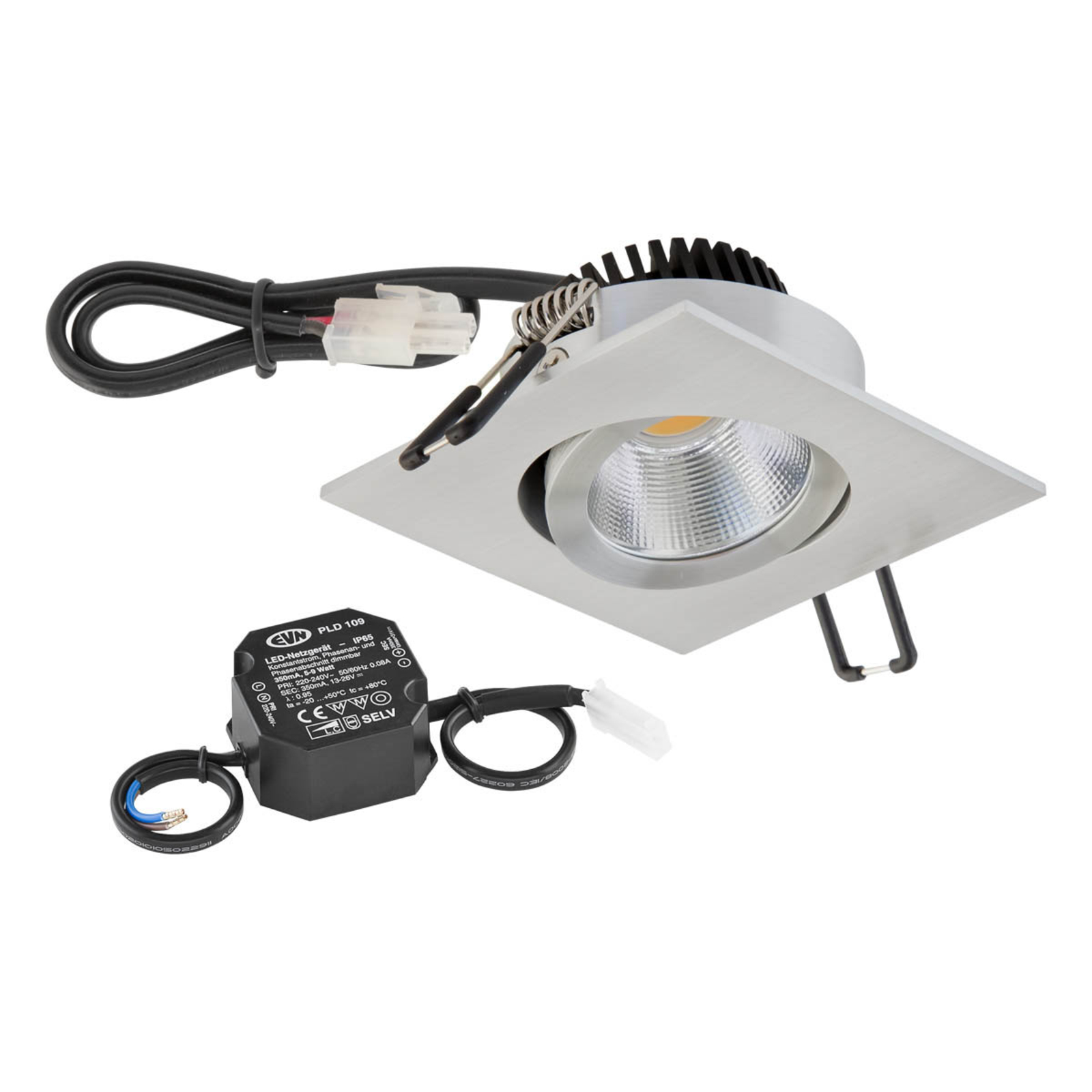 EVN PC20 Einbau eckig Phasendimmer 3000K aluminium