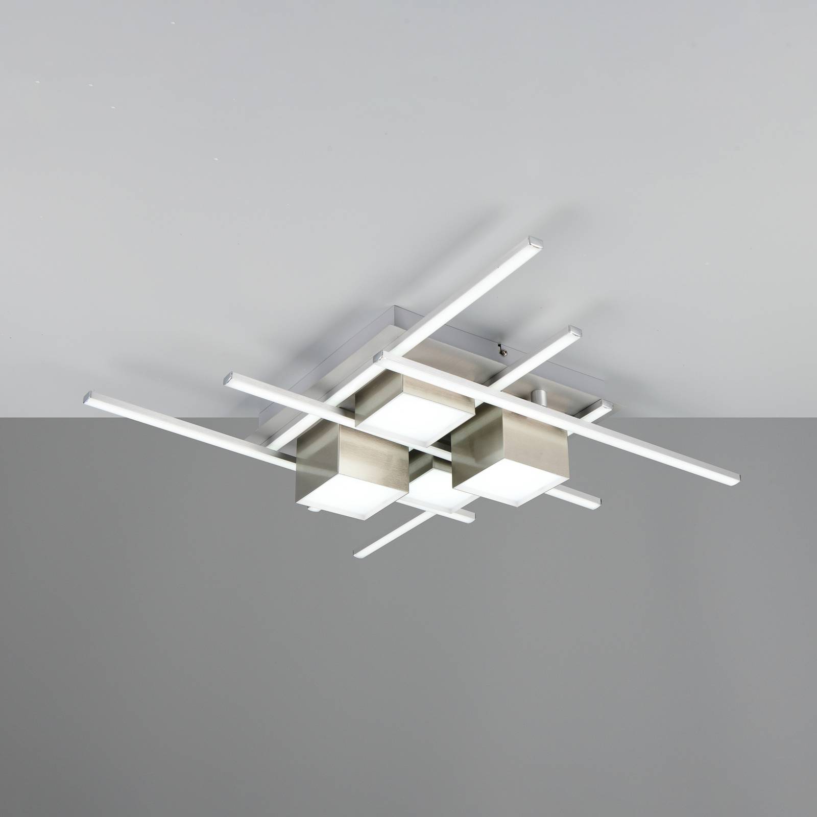 LED-Deckenlampe Roger, nickel matt, Metall, CCT, Fernbed. günstig online kaufen