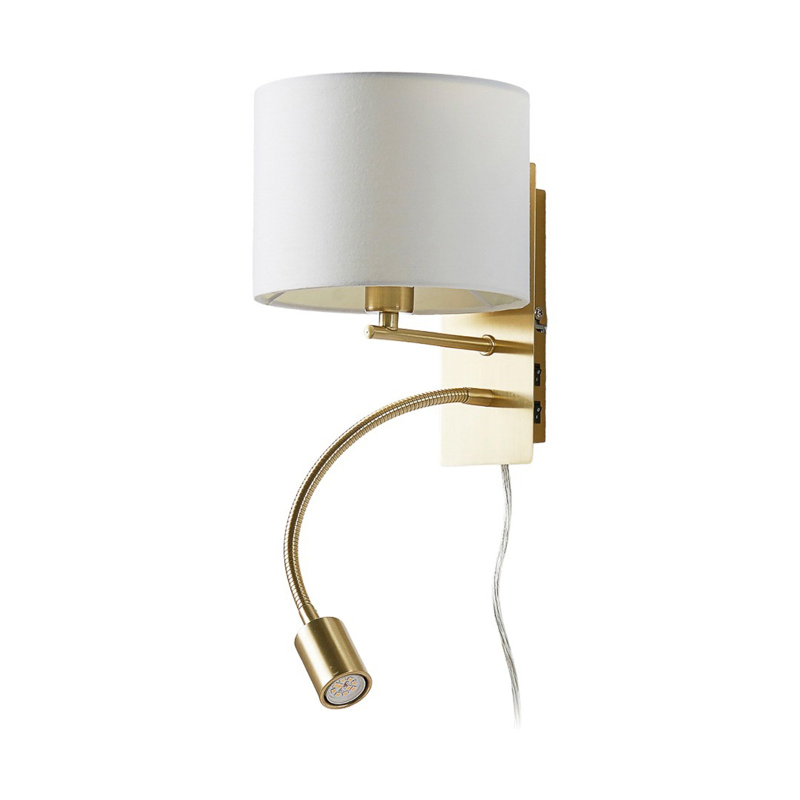 Mosiężna lampa ścienna Florens z lampką LED