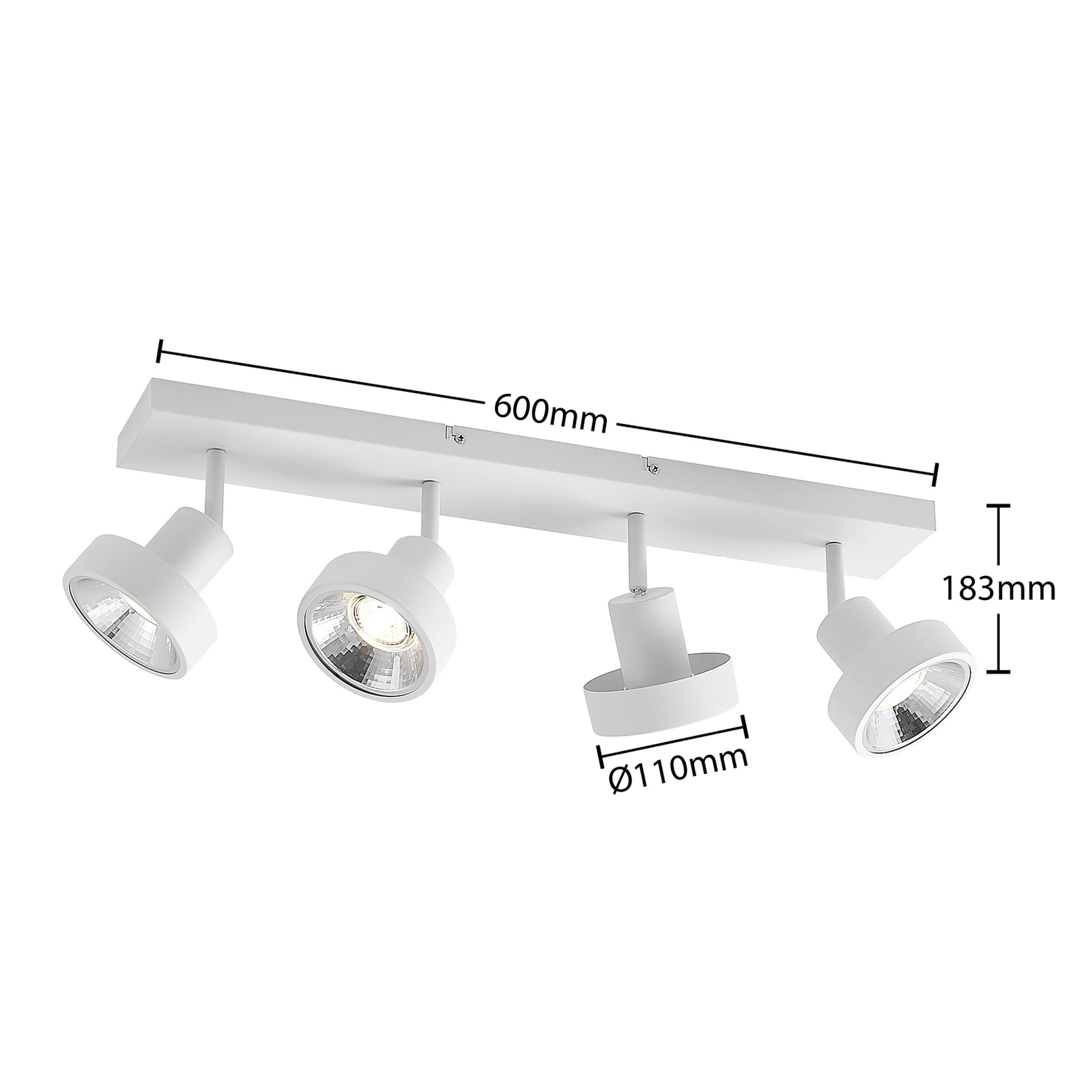 Lindby Ignacio plafón 4 luces blanco