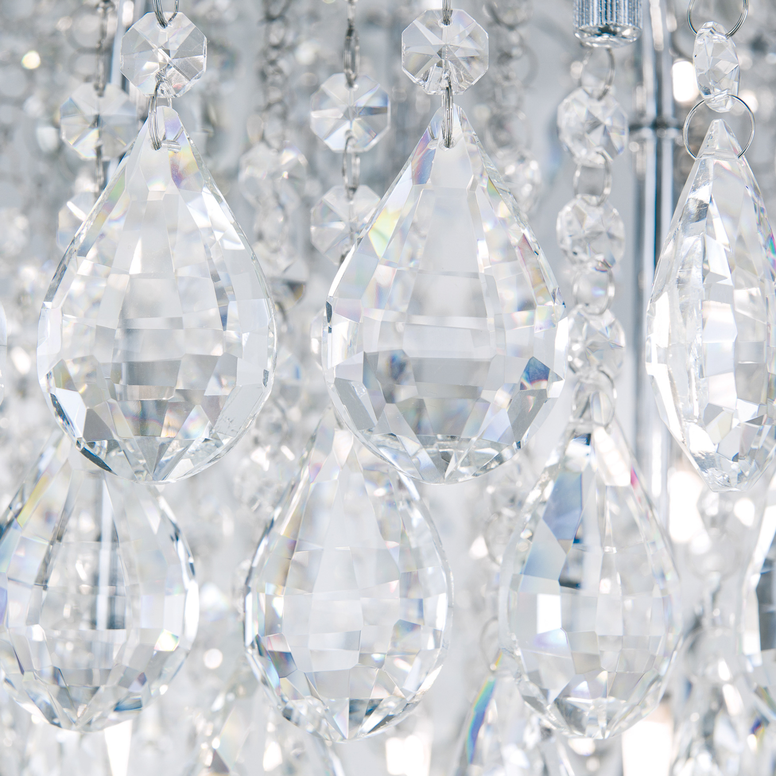 Celeste taklampe med K9-krystaller, Ø45 cm, krom