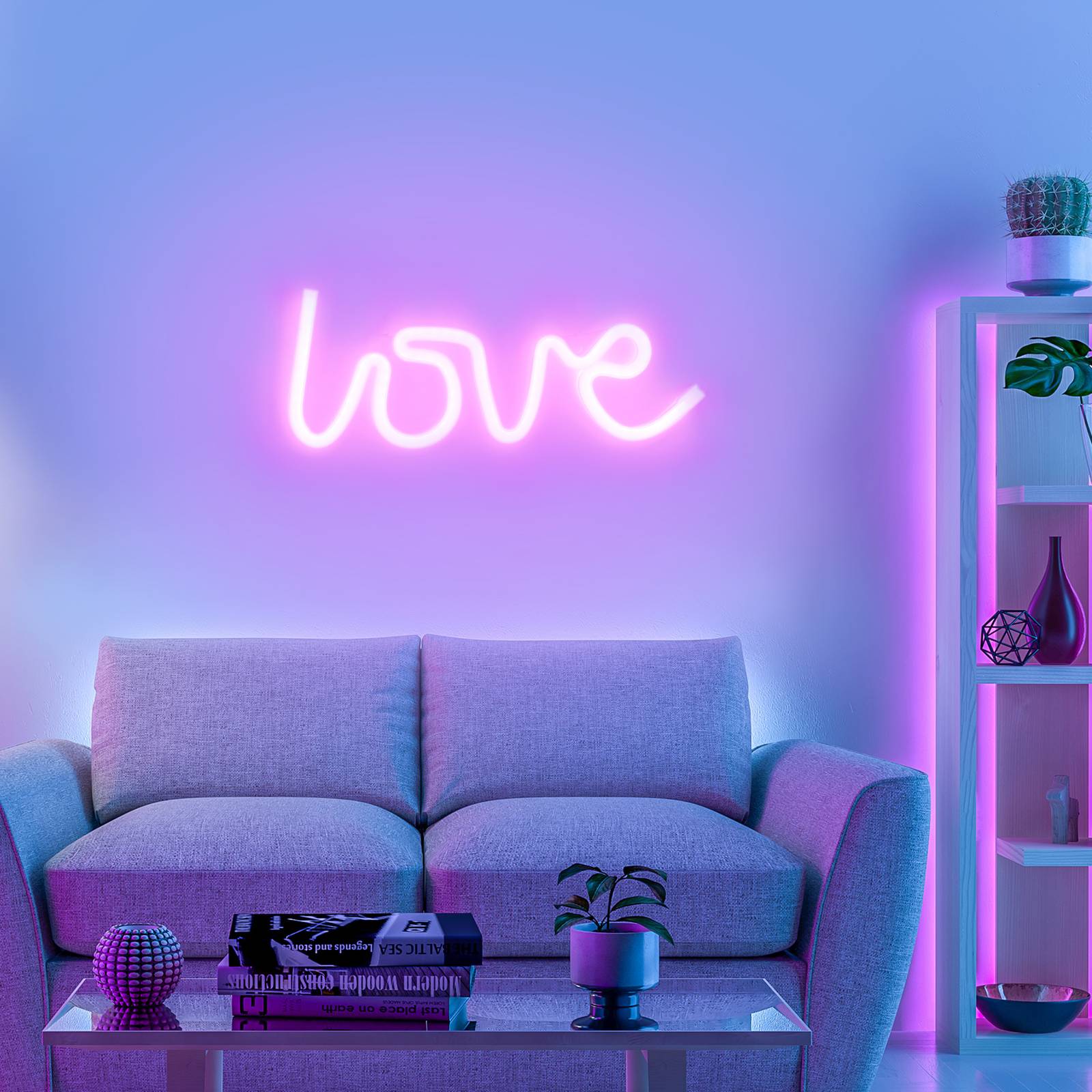 Leuchten Direkt Neon Love LED-væglampe USB