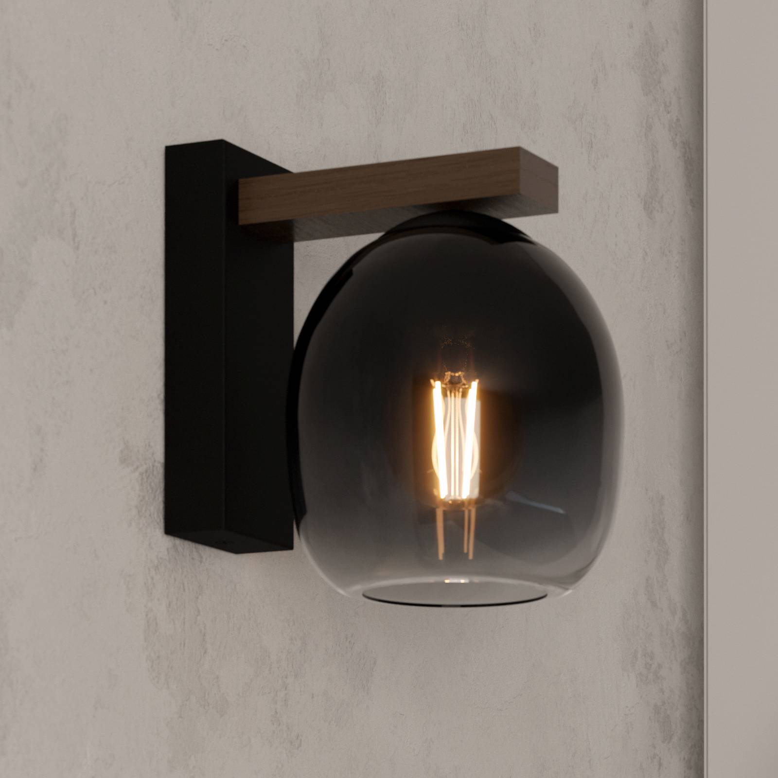 EGLO Filago Wandleuchte aus Rauchglas einflammig günstig online kaufen