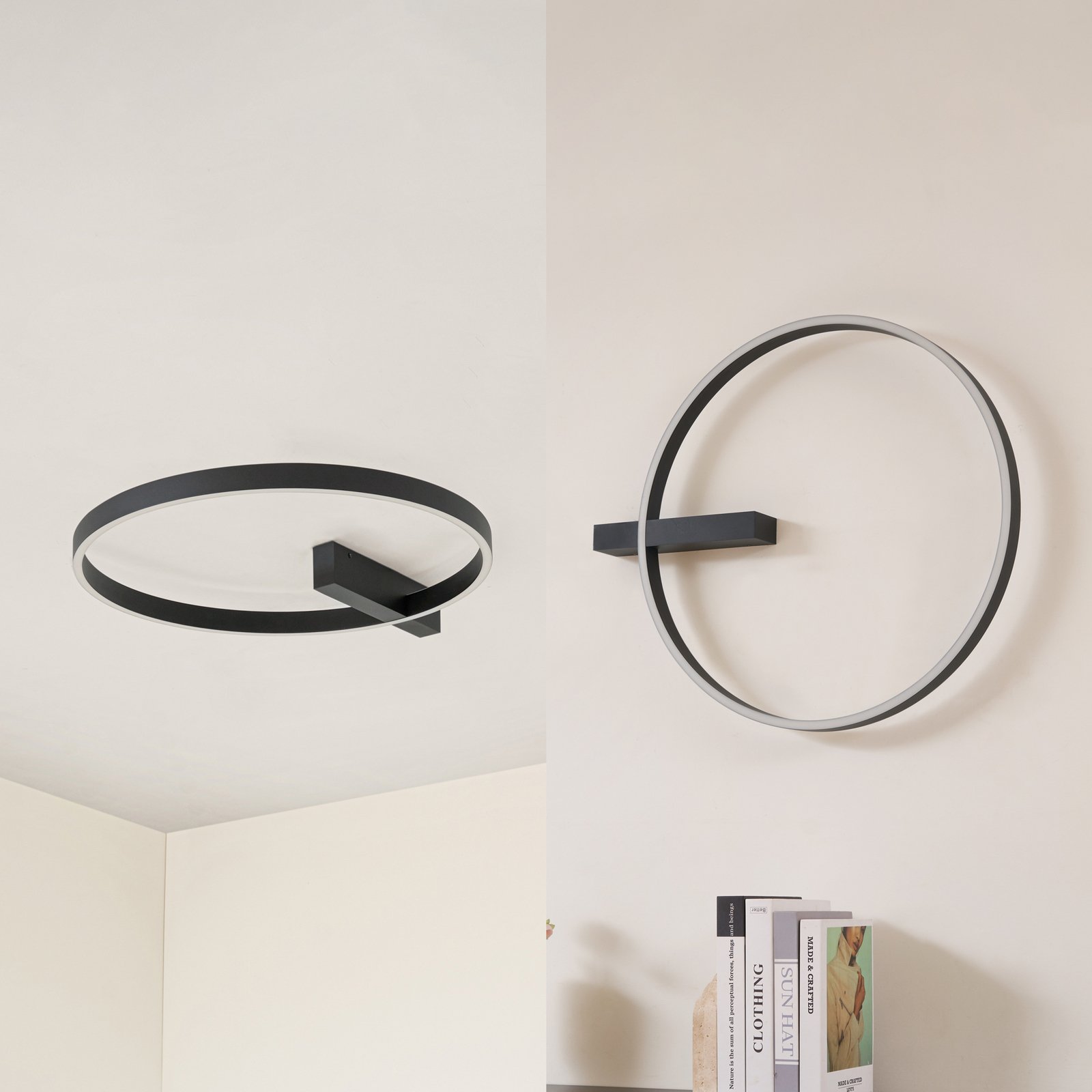 Lucande LED-Deckenlampe Isalin, 60 cm, schwarz, CCT, dimmbar