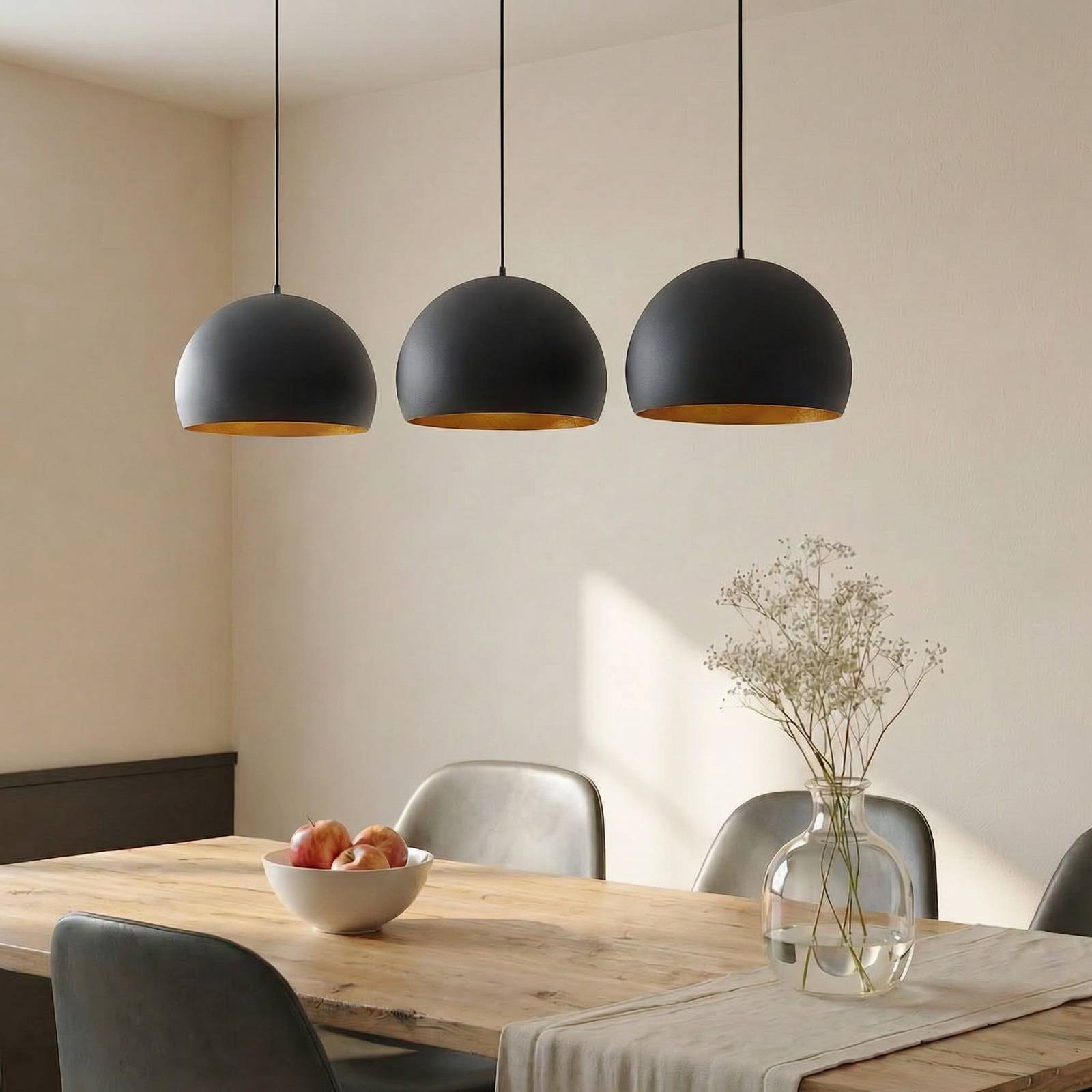 Lampa wisząca Lindby Tarjei, 146 cm długości, czarny/złoty, metal
