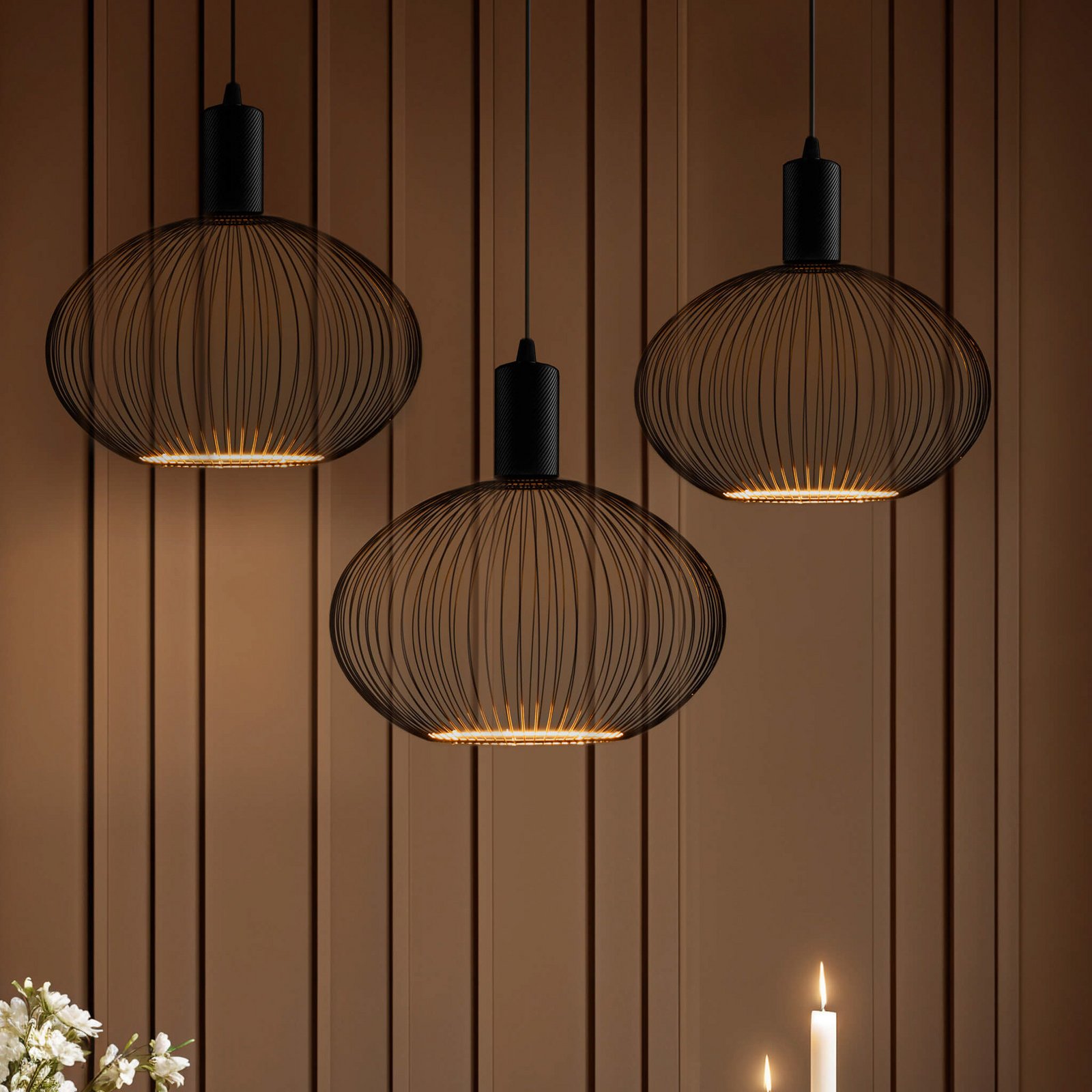 Segula LED Floating Filo melns Oval300 E27 6W 2200 K dim.