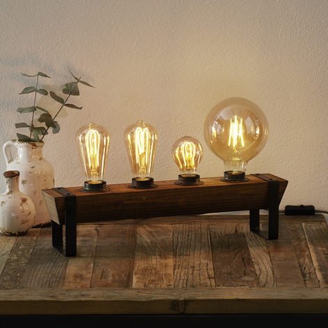 Bordlampe Legno av tre, 4 lyskilder