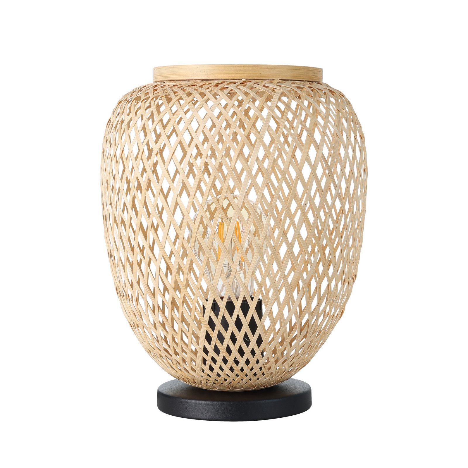 Tischleuchte Dembleby aus Holz, naturfarben