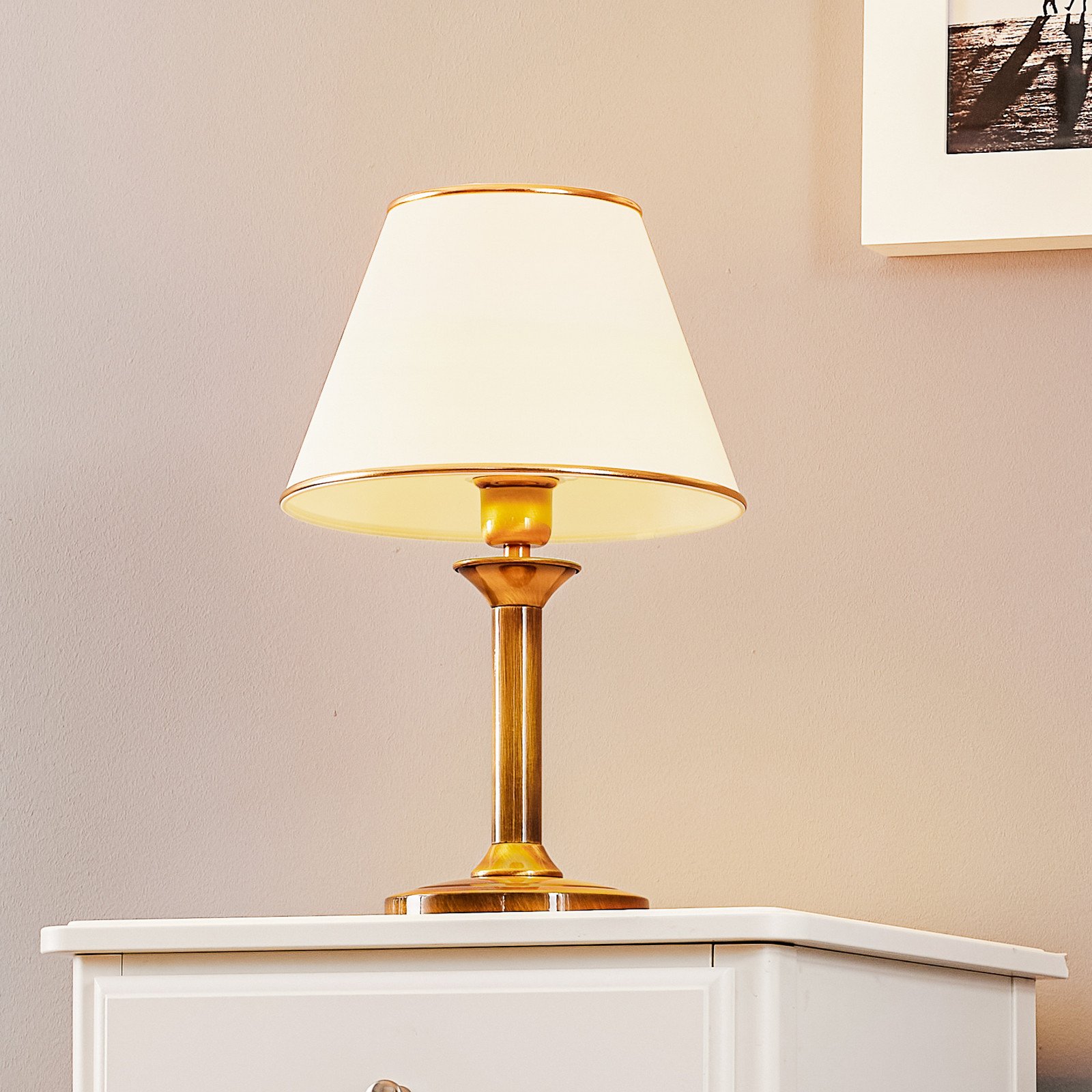 Jupiter Lampă de masă Birmingham patinată Ø 27 cm - Camera de zi / sufragerie - Antichitate - alamă patinată crem - Plastic