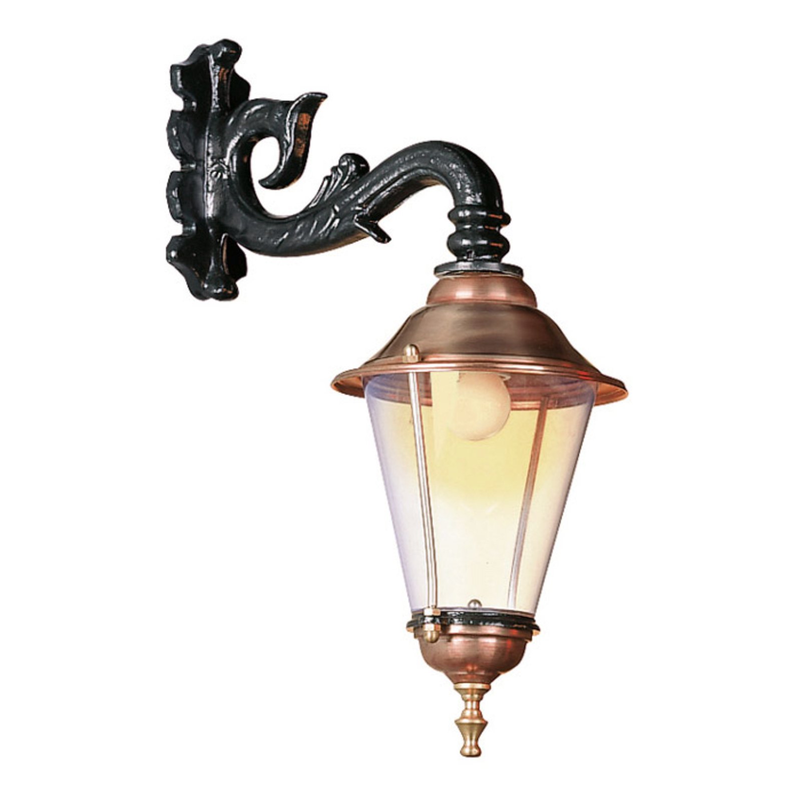 Hoorn - kültéri fali lámpa, alsó foglalat, fekete