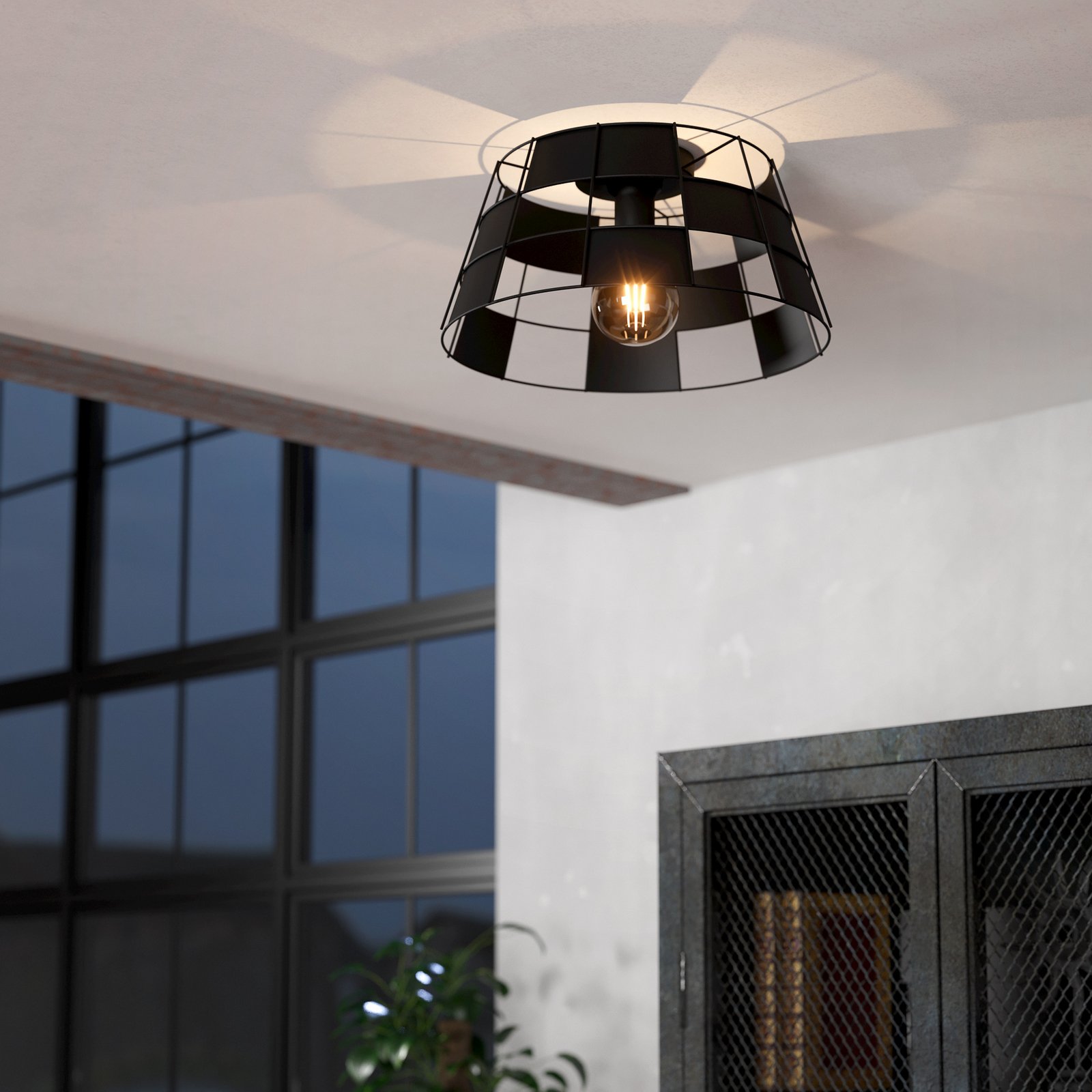 Candeeiro de teto EGLO Pontefract em aço, preto