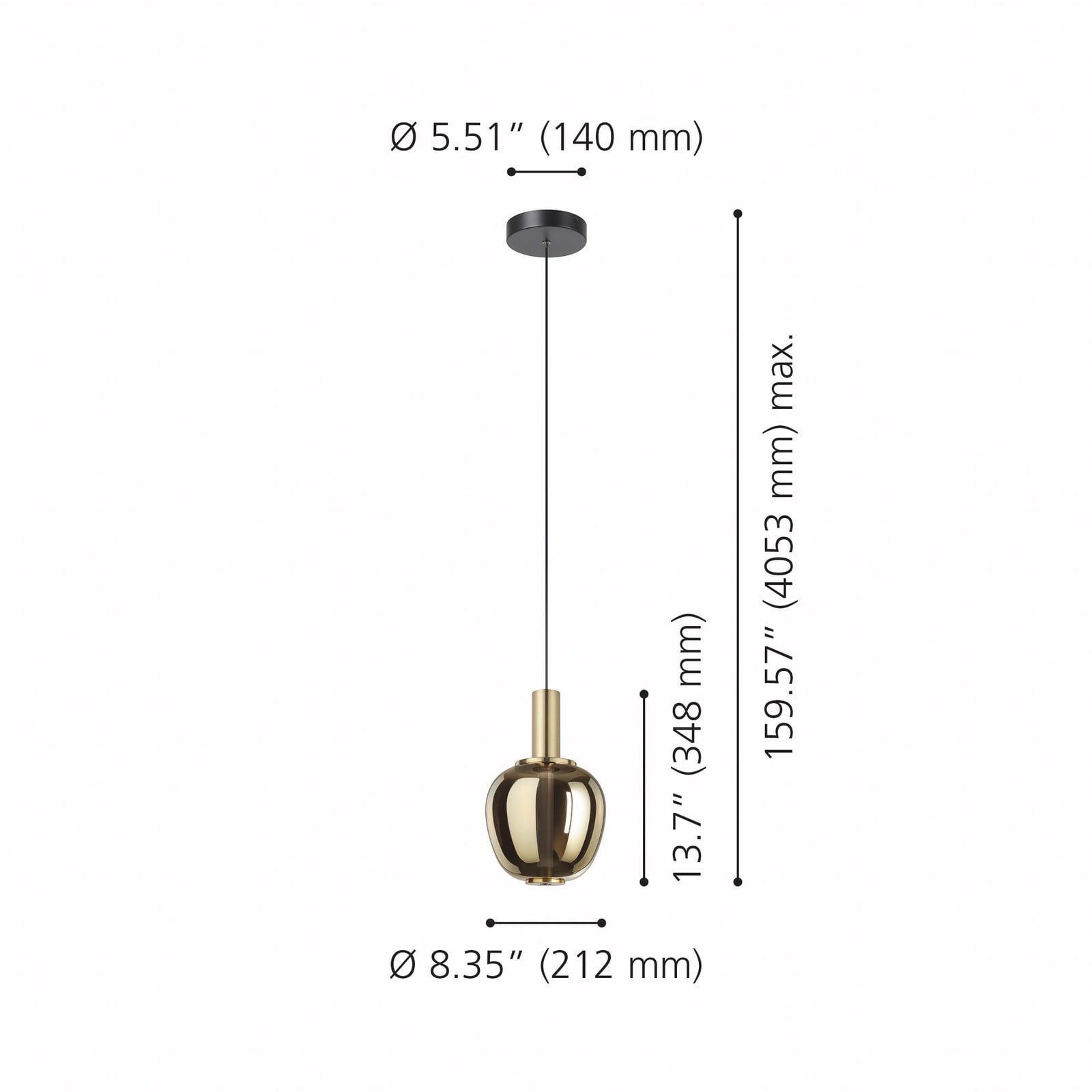 Suspension LED Stars of Light Fruitera dorée Ø 21 cm en verre CCT