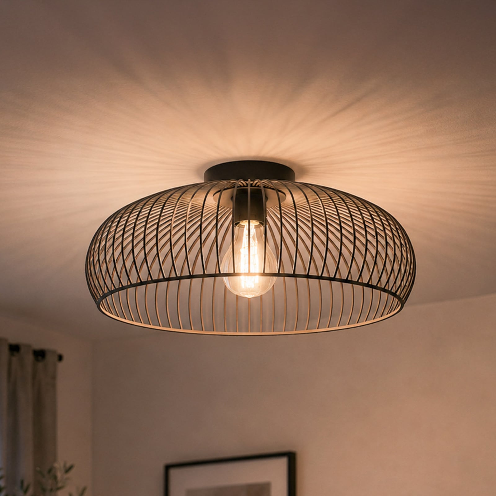 Plafonnier EGLO ALMANZORA, Ø 43 cm, noir, E27, métal