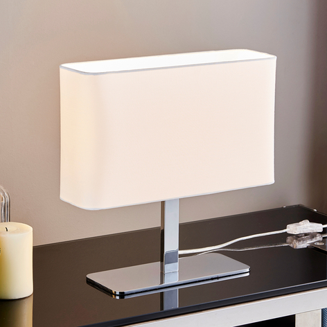 Lampe à poser textile rectangulaire blanche Nisa
