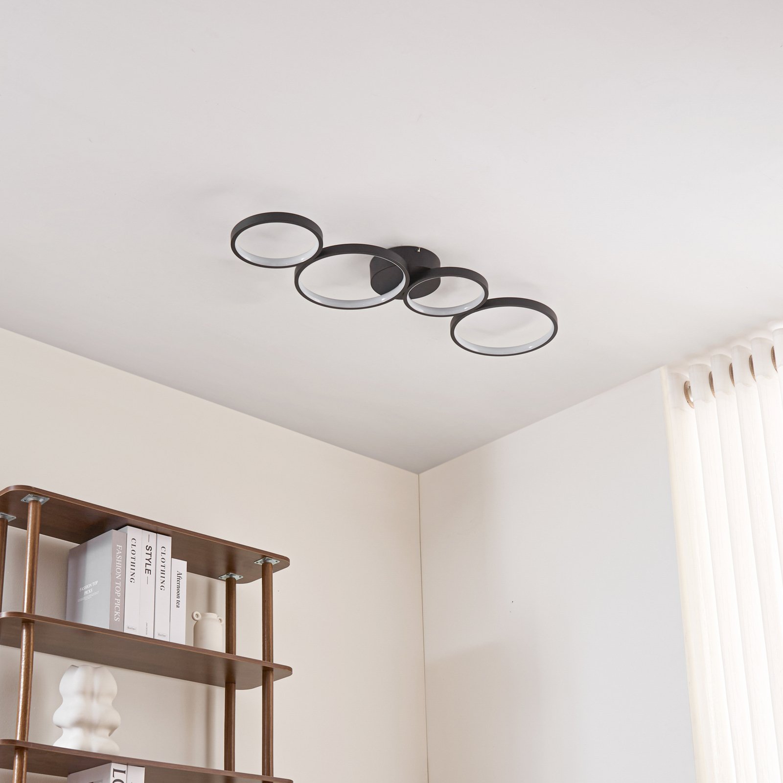 Lindby Evengeline LED ceiling light, black, aluminium, 88 cm