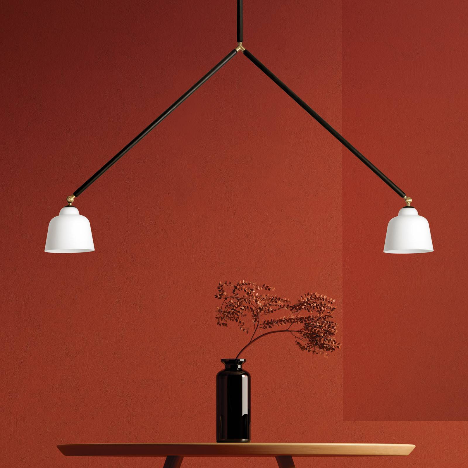 miloox by Sforzin Suspension Neoretro à 2 lampes noir/laiteux articulations