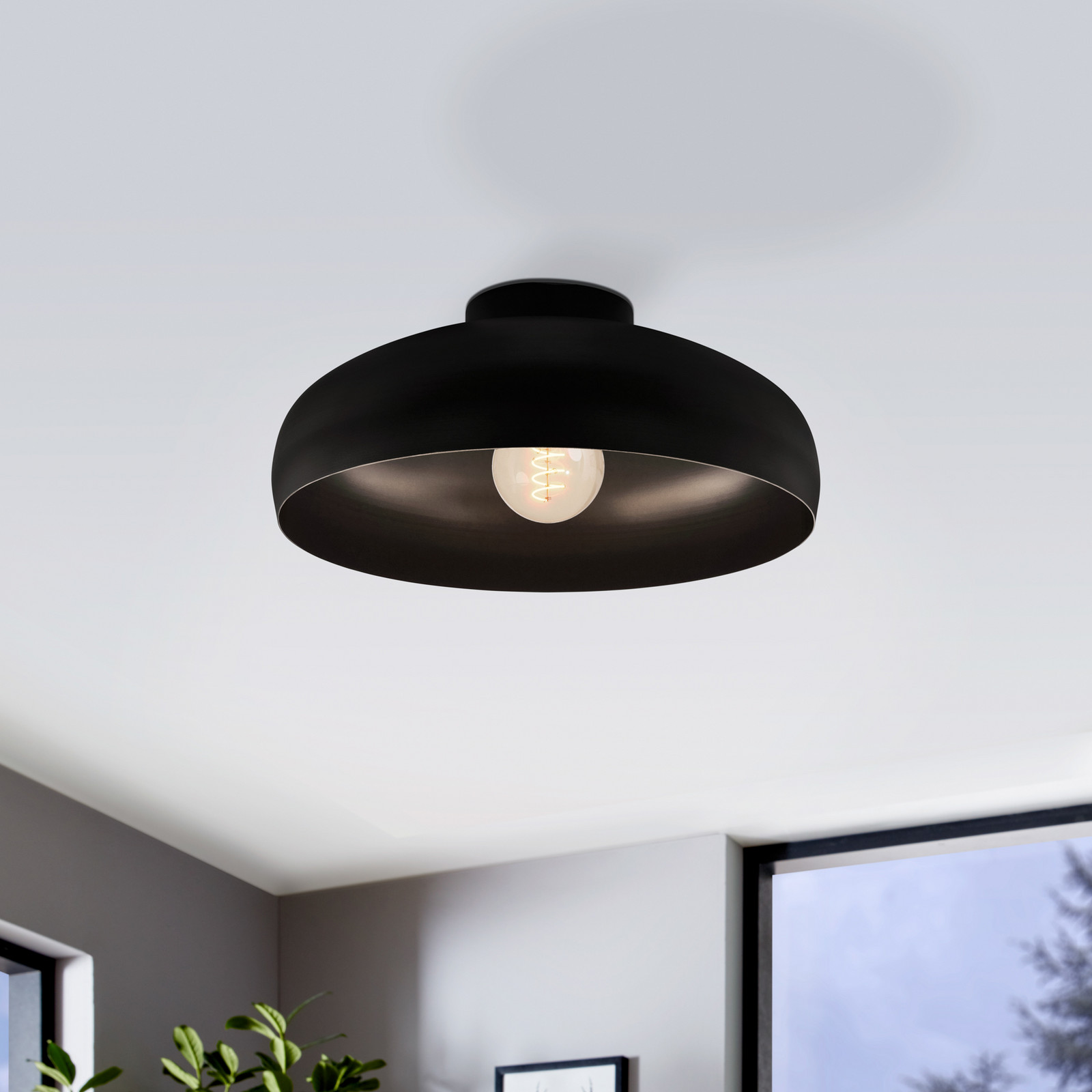EGLO Plafonieră Mogano Ø 40 cm negru oțel - Camera de zi / sufragerie - Modern - Metal