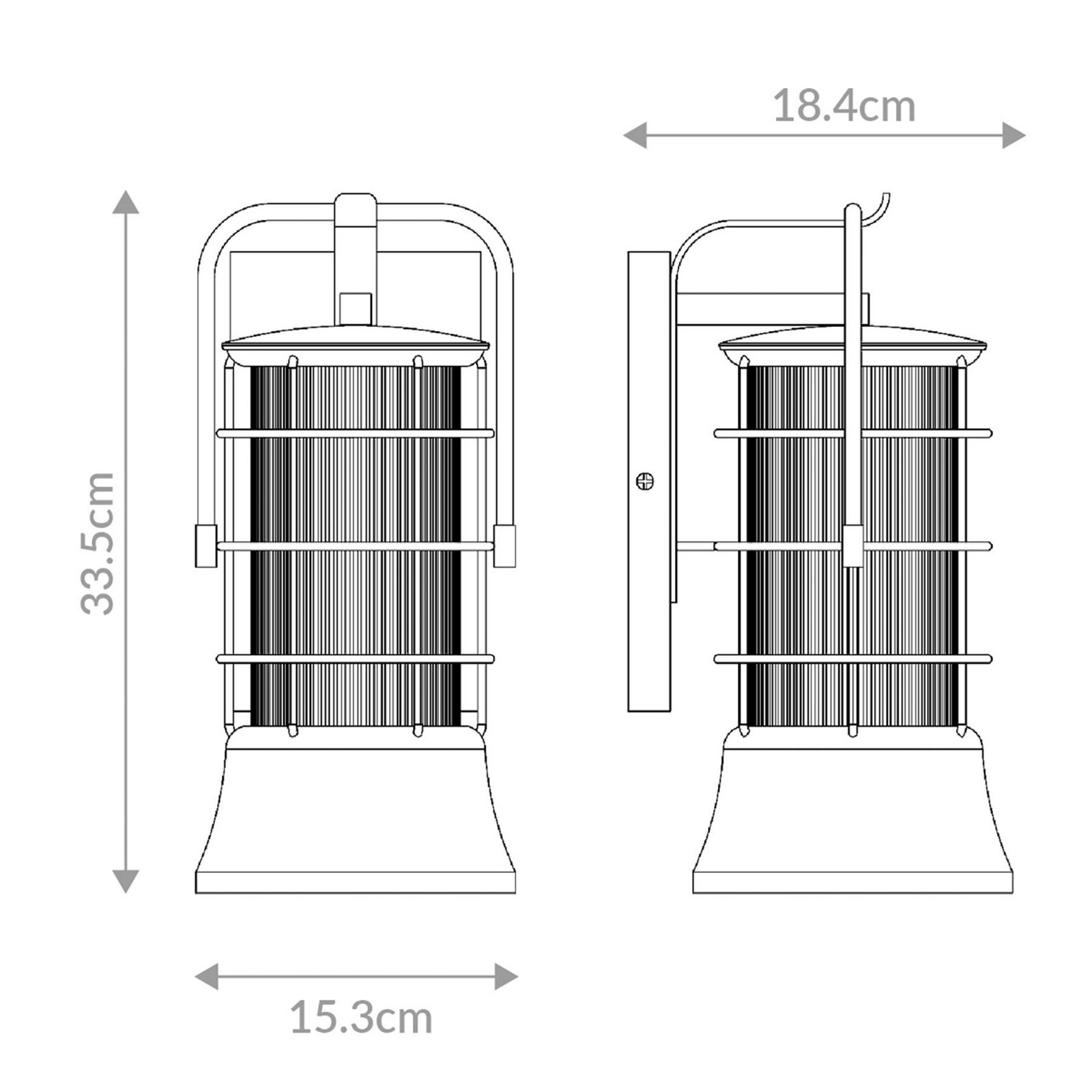 Aplique de exterior RIVAMAR, altura 34 cm, negro/dorado, IP44 E27