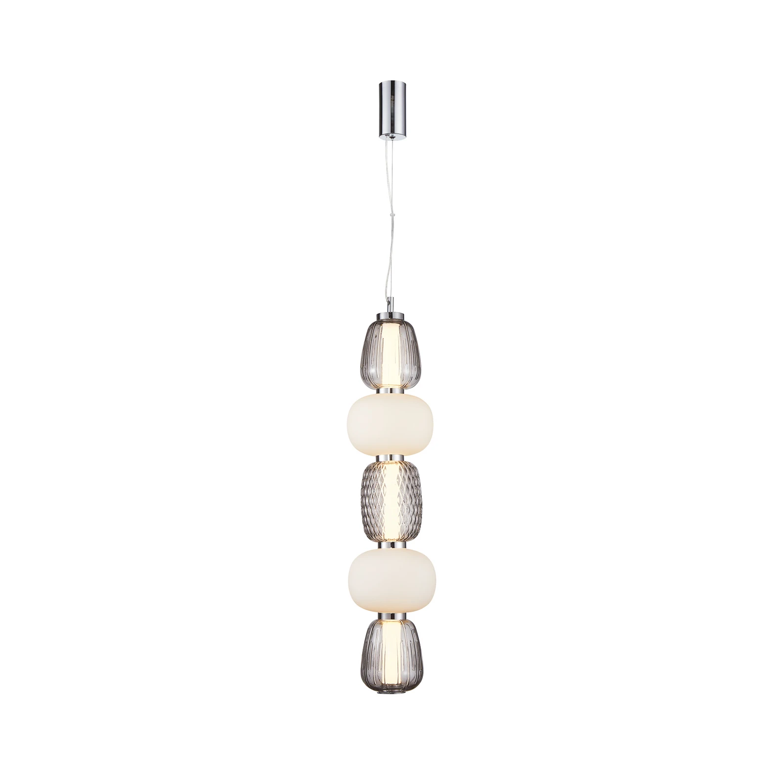 LOOM DESIGN LED viseća lampa Pearl 5 siva/krom staklo visina 78cm