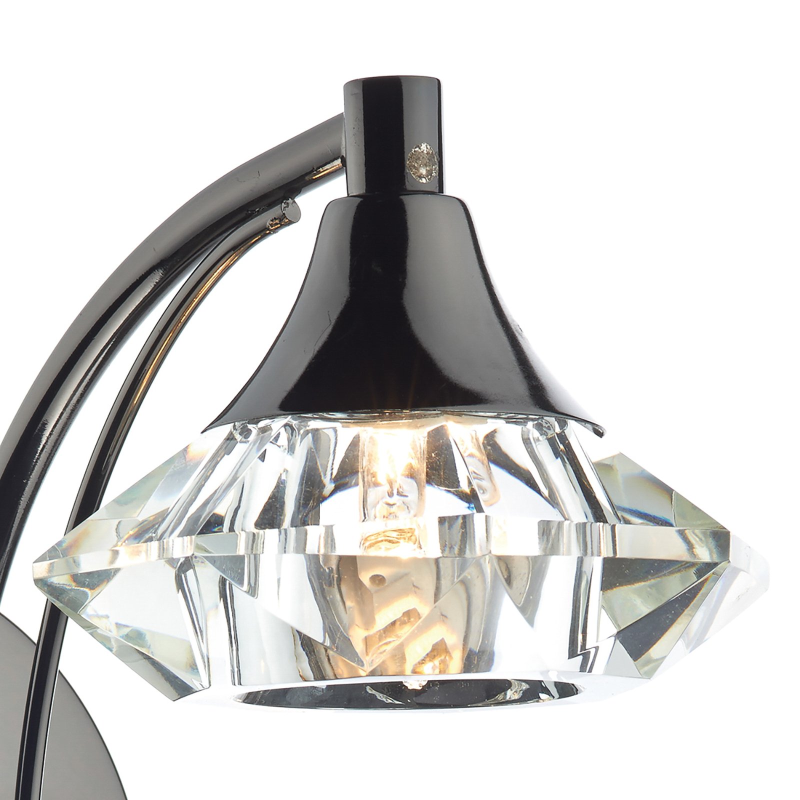 Luther wandlamp met kristal, zwart-chroom