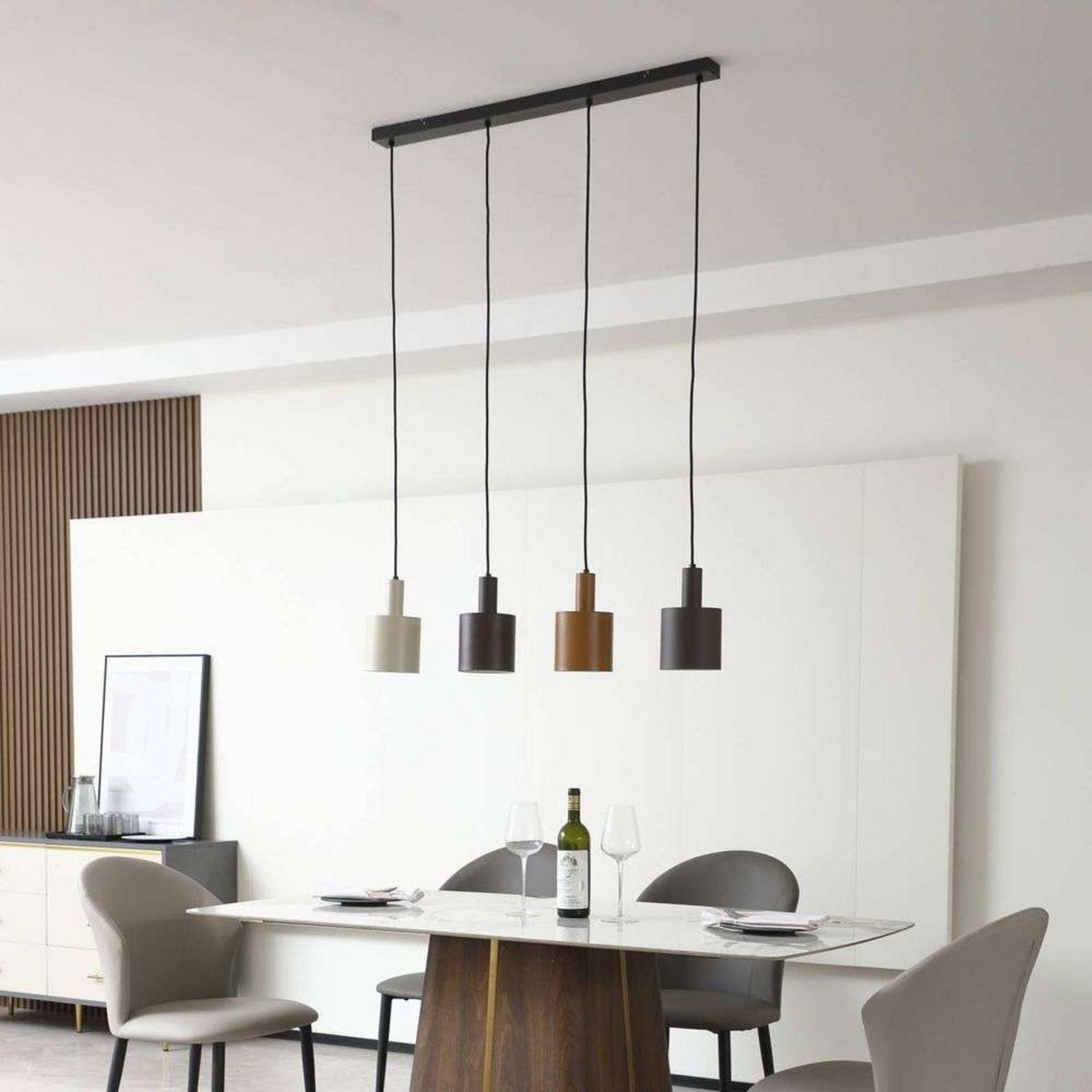 Ovelia 4 Lustră Pendul Black/Brown/Beige - Lindby