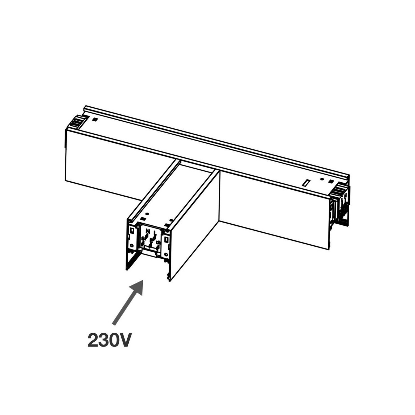 SLC LED T-corner piece Click, AC, κεντρική σύνδεση, μαύρο