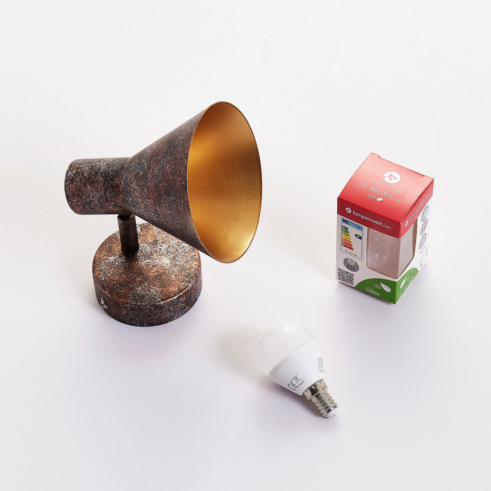 Zera Zidna lampa Antique hrđati/Zlato - Lindby