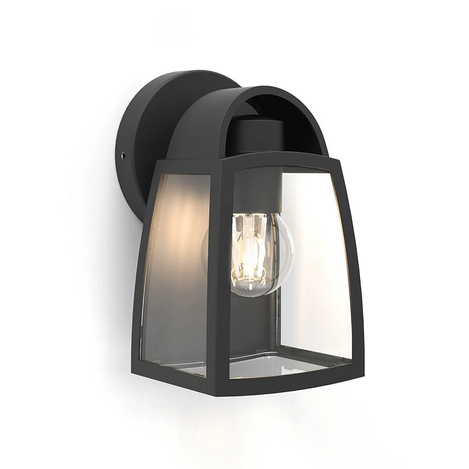 Utendørs vegglampe KELSEY, svart, høyde 20 cm, metall, IP44 E27