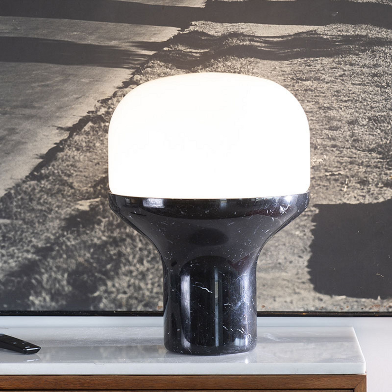 Martinelli Luce Delux lampă masă 22cm marm. negru - Camera de zi / sufragerie - design - negru opal - Piatră