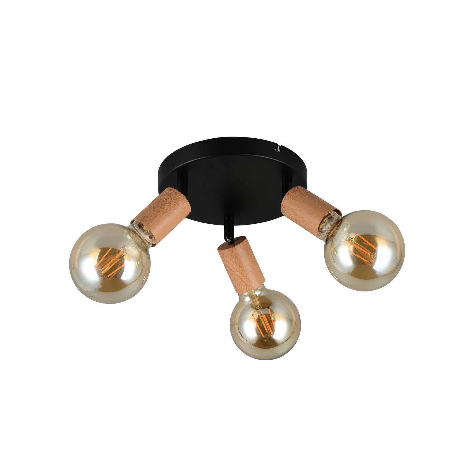 Deckenleuchte Lamego, schwarz, Ø 29 cm, 3-flg., Metall