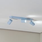 Spot pour plafond Livia, bleu clair, 52 cm, à 3 lampes, métal, GU10