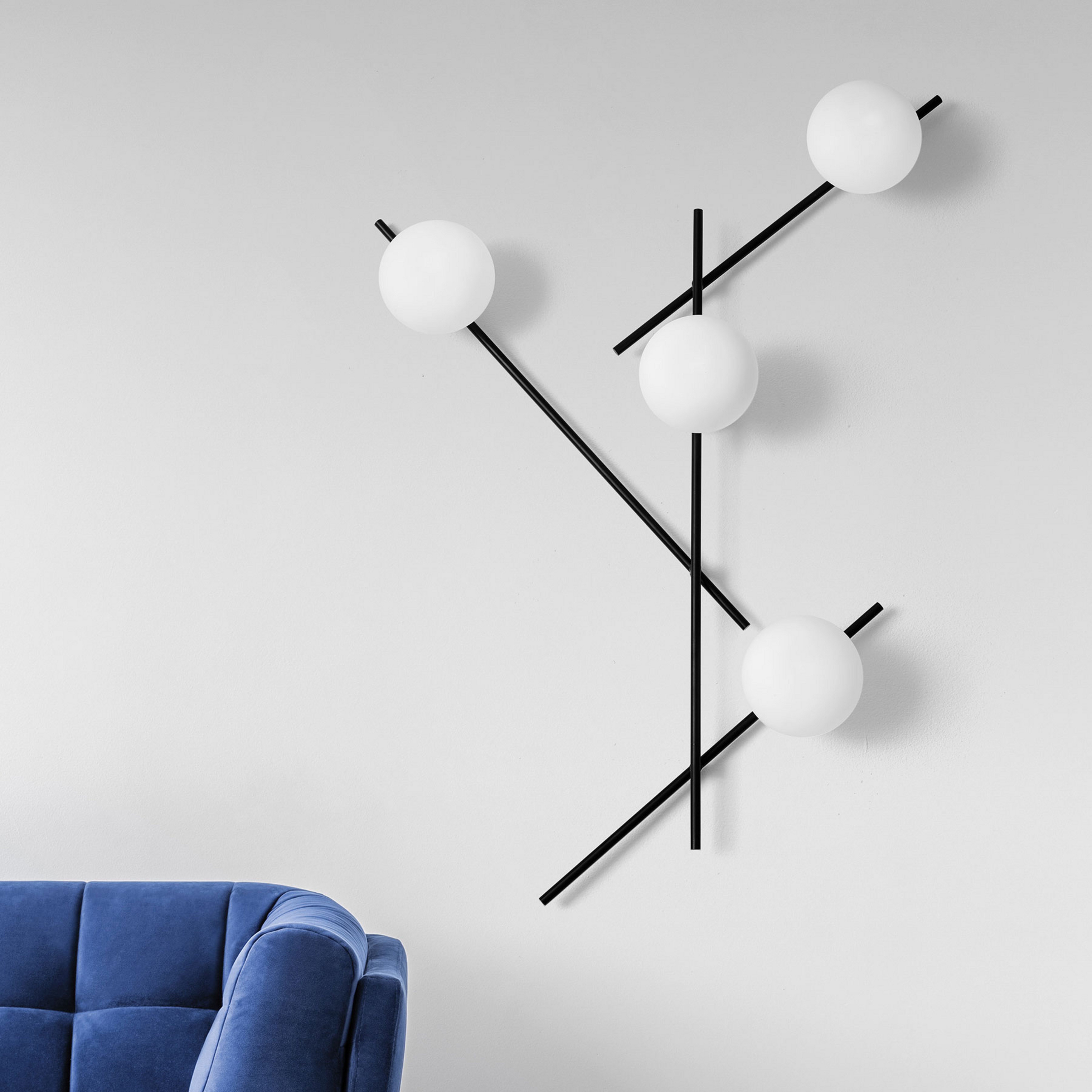 Applique Mikado, verre opale, à quatre lampes