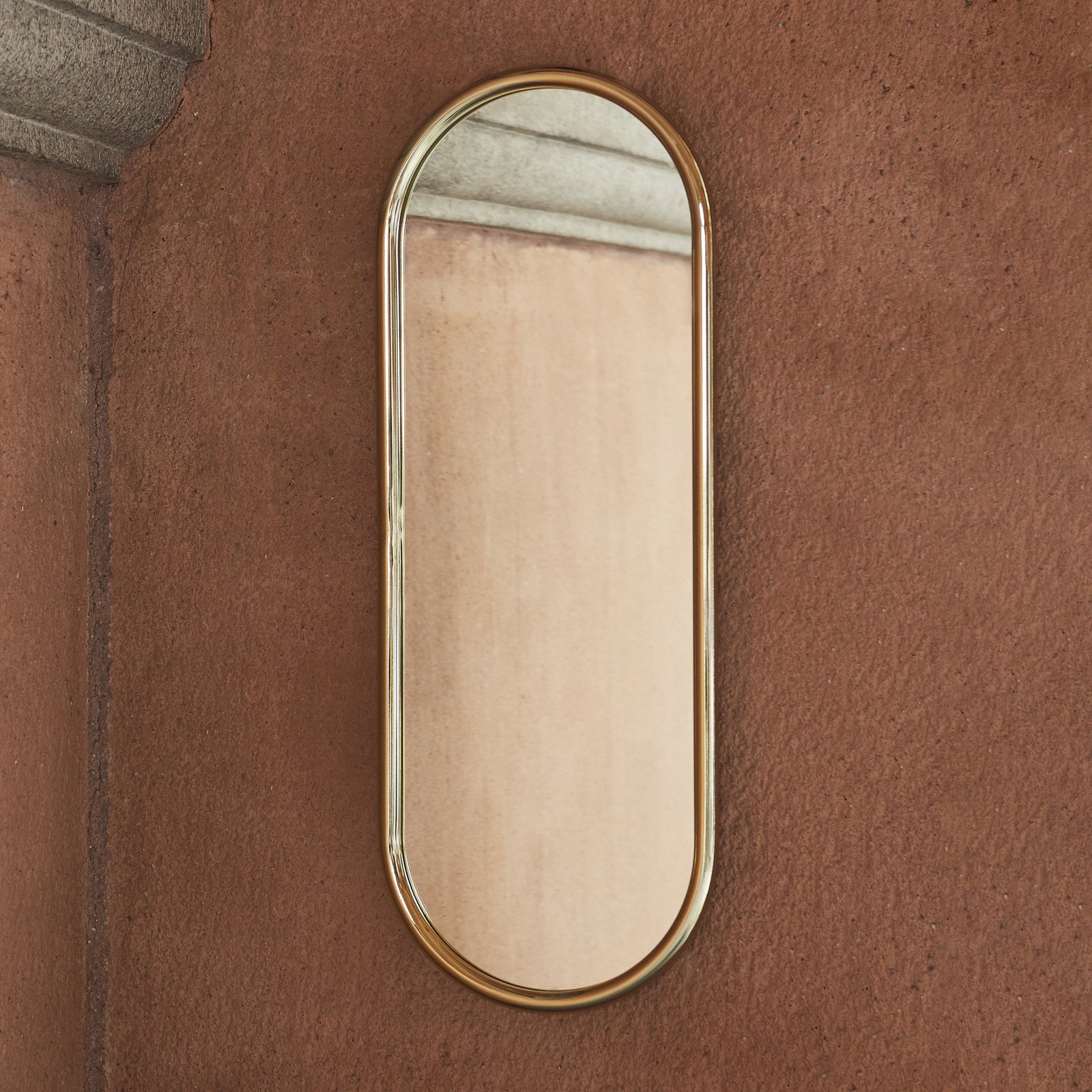 AYTM Angui mirror, gold-coloured, height 78 cm, glass, steel