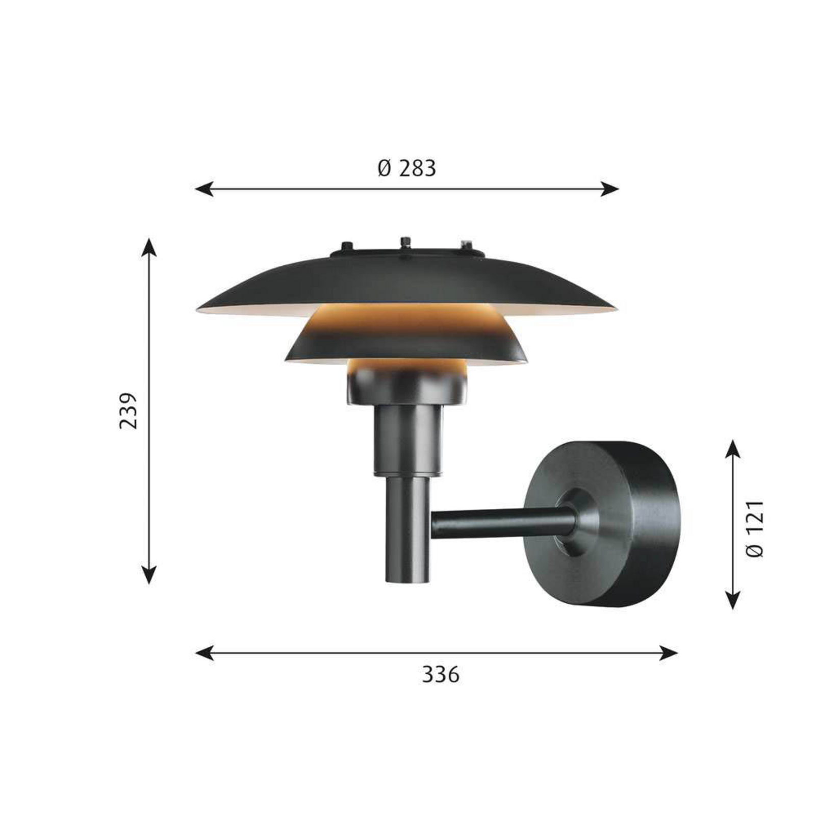 PH 3-2½ În aer liber Aplică de Perete V2 Black - Louis Poulsen